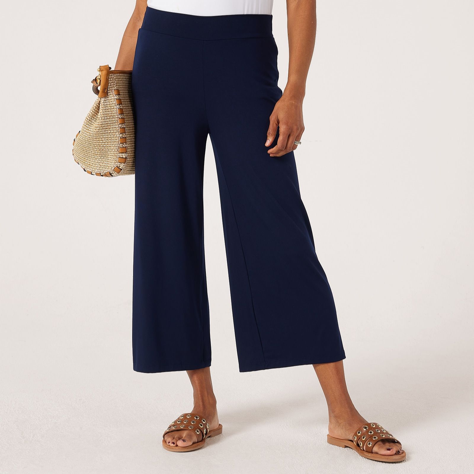 Kim & Co Viscose Jersey Cropped Palazzo Standard Trousers