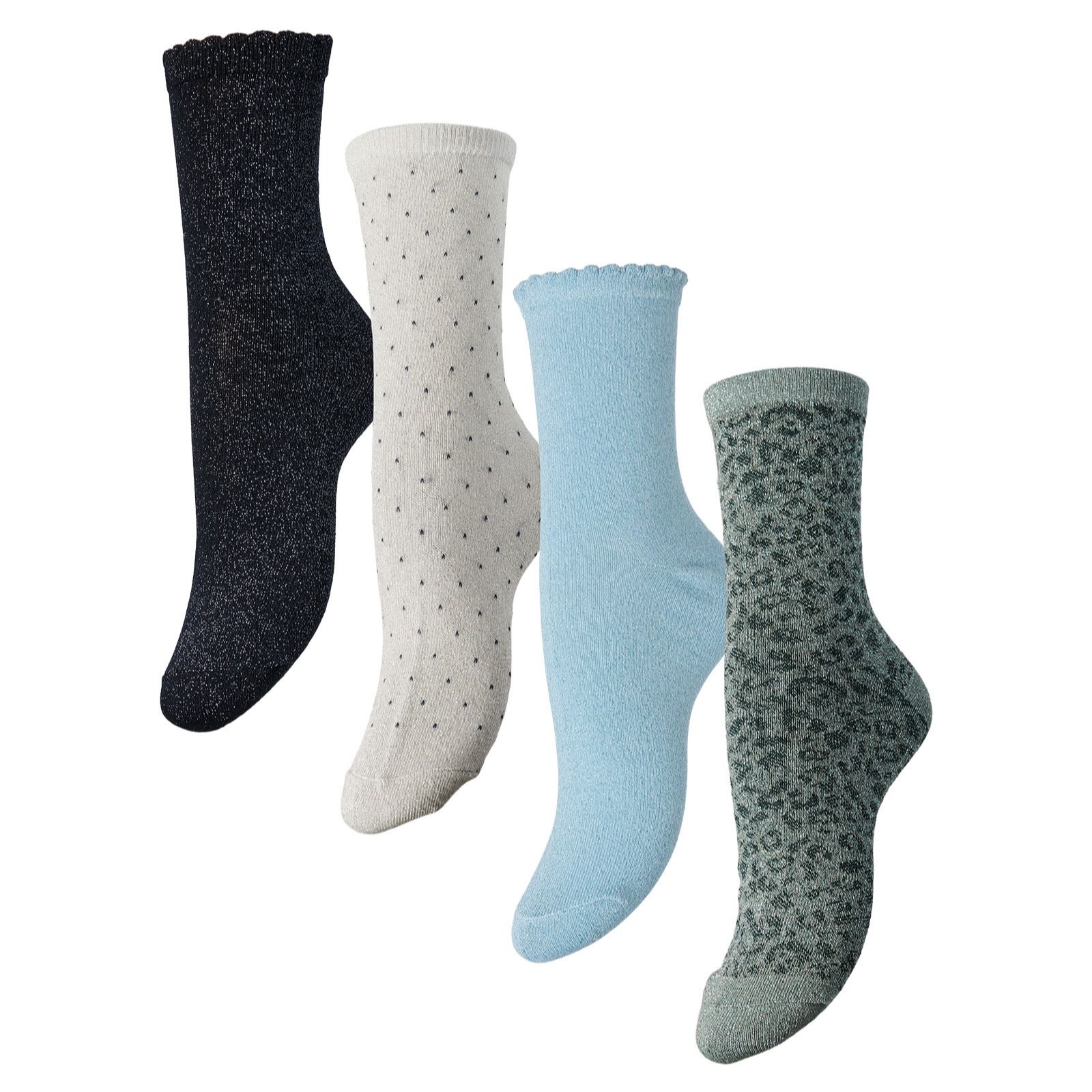 Pieces Sebby 4 Pack Glitter Ankle Socks