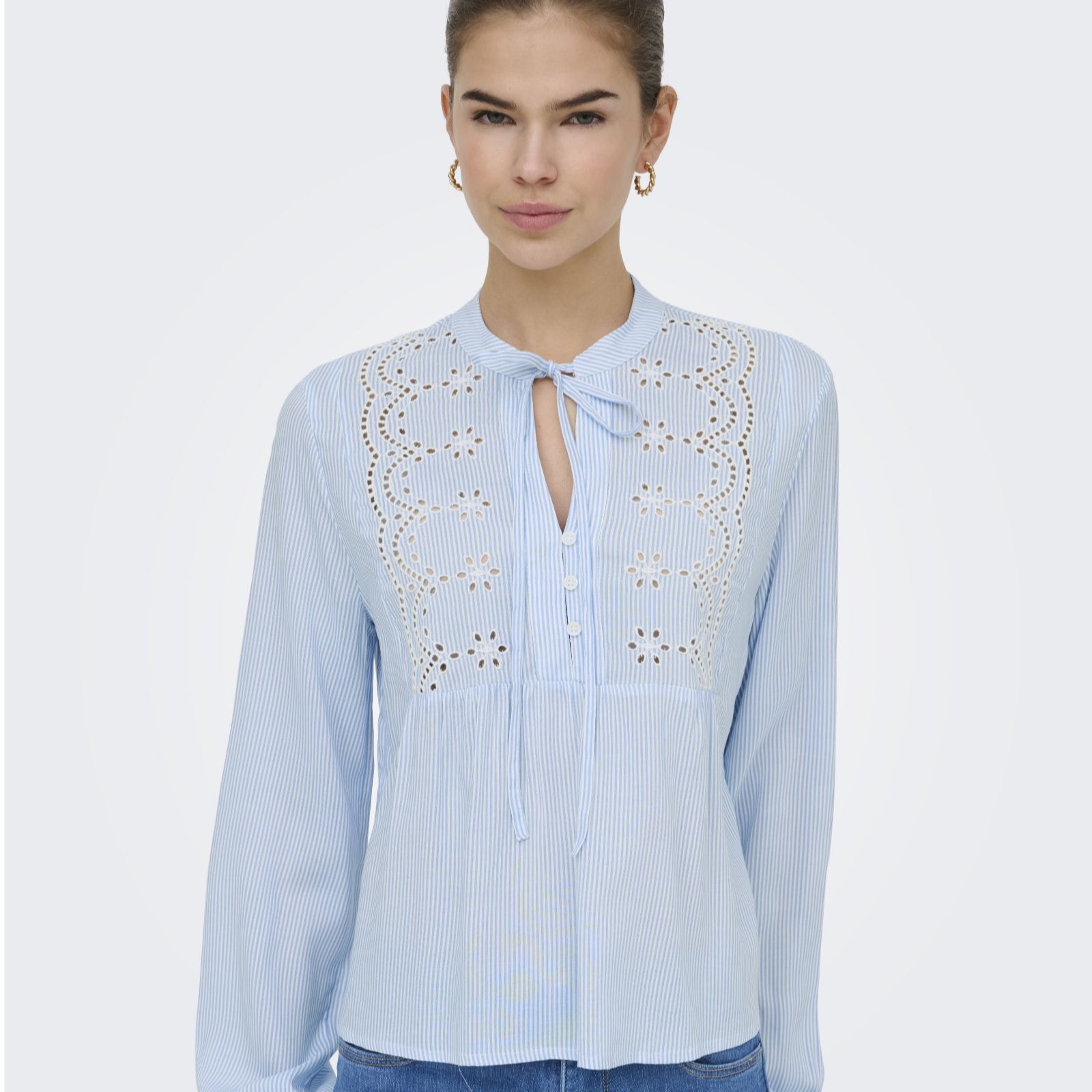Only Lenn Embroidered V-Neck Blouse