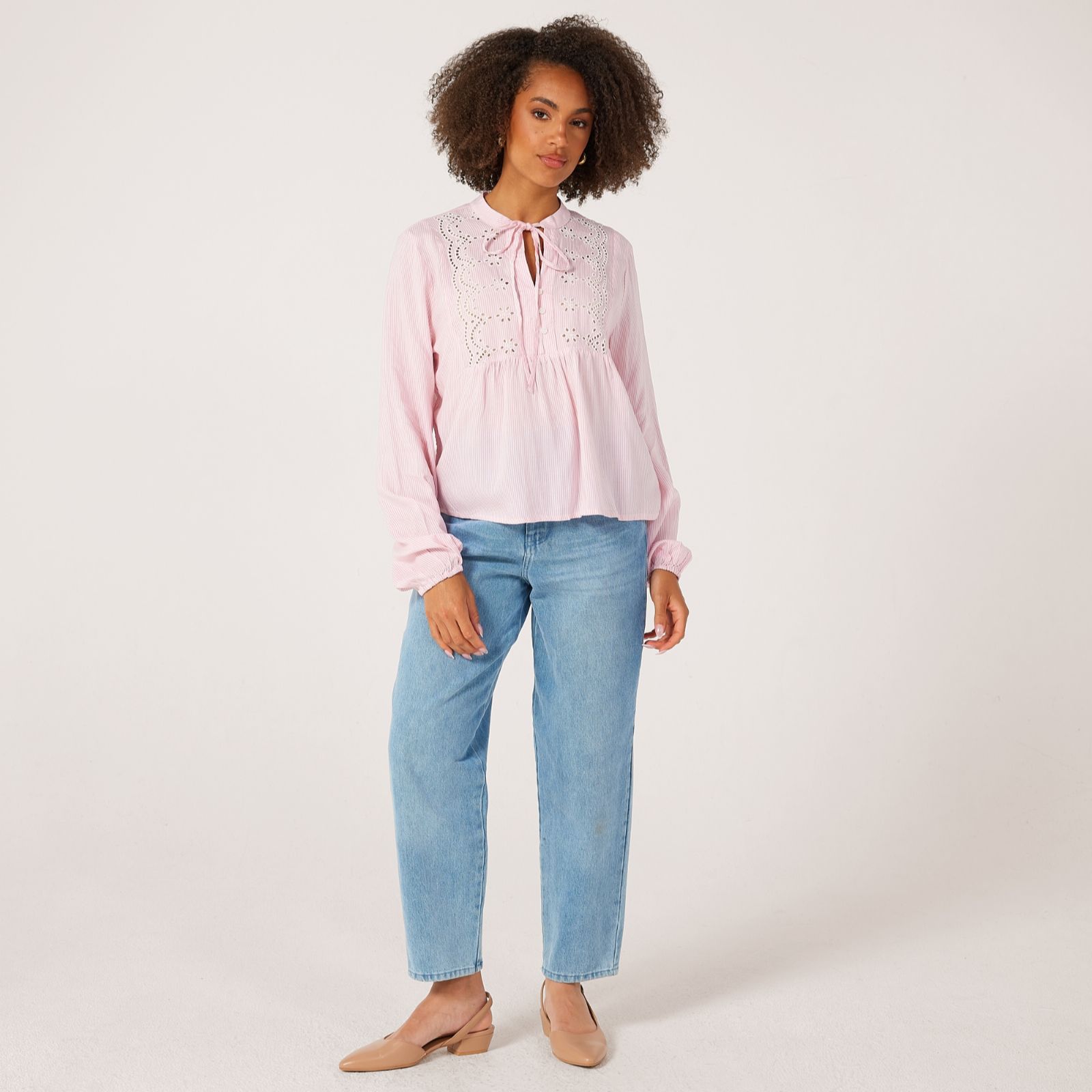Only Lenn Embroidered V-Neck Blouse