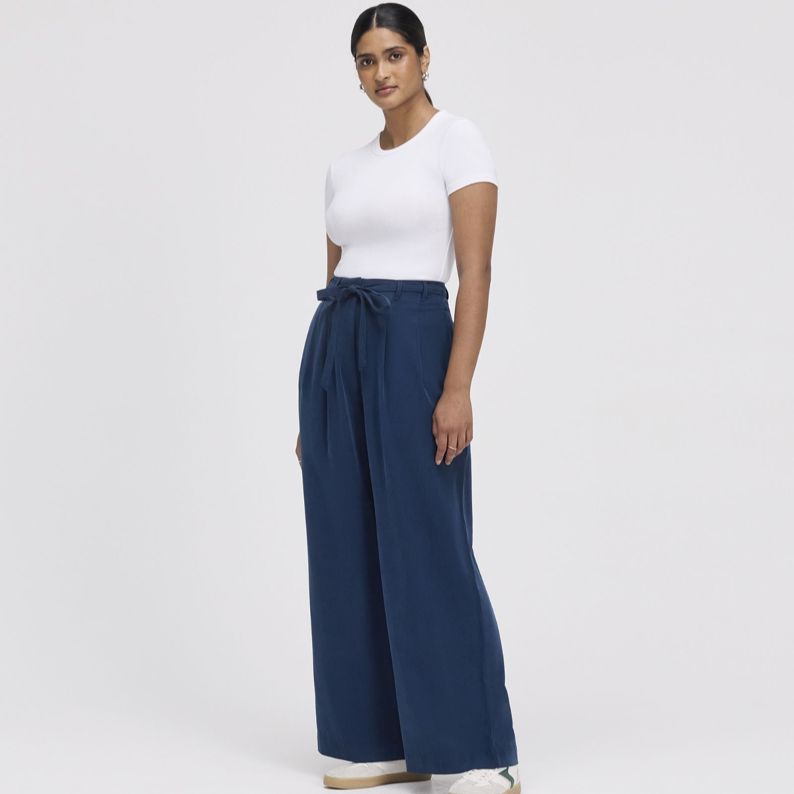 Finery London Venus Cupro Stretch Waist Wide-Leg Trousers Standard