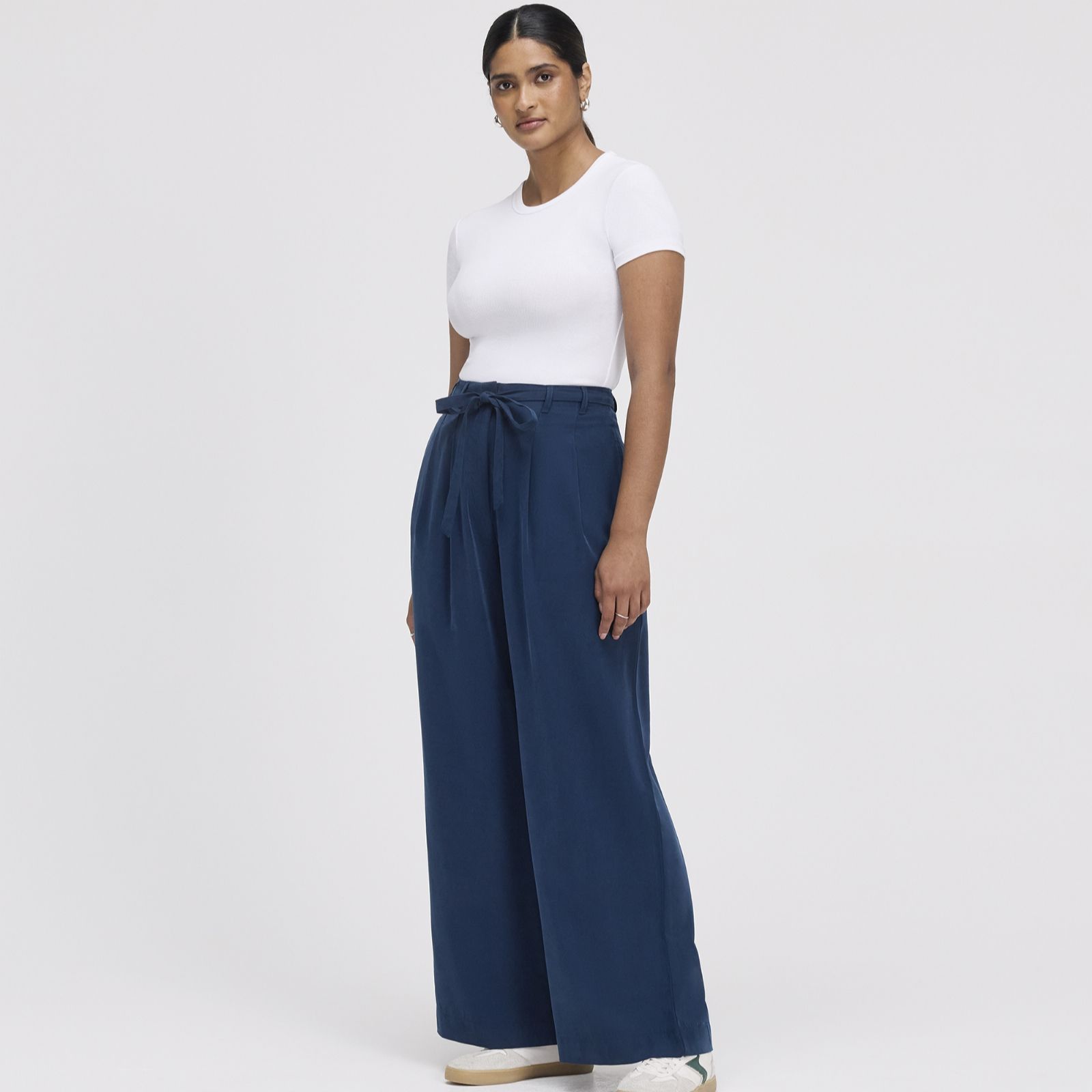 Finery London Venus Cupro Stretch Waist Wide-Leg Trousers Standard