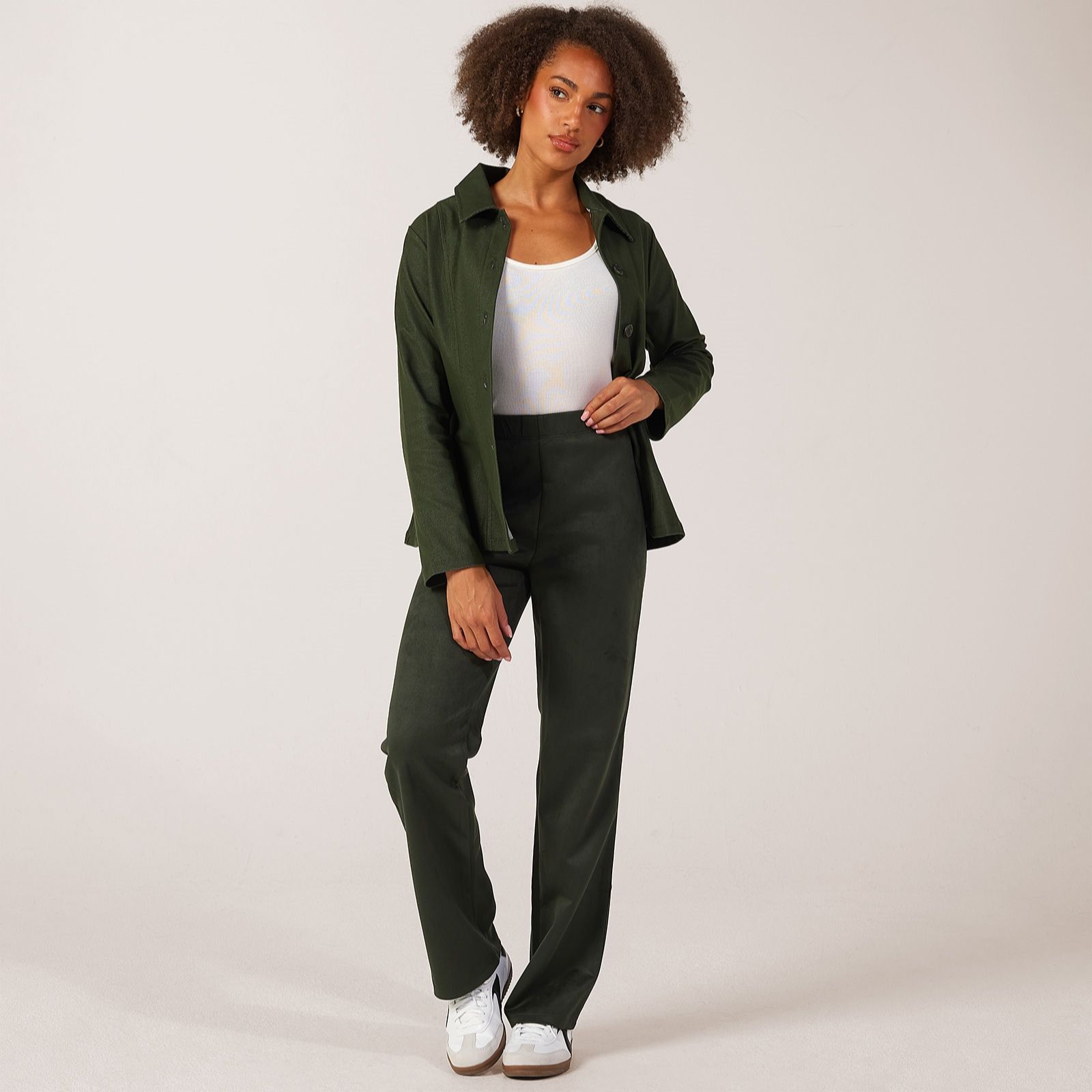 Kim & Co Stretch Faux Suede Nova Straight Leg Petite Trousers
