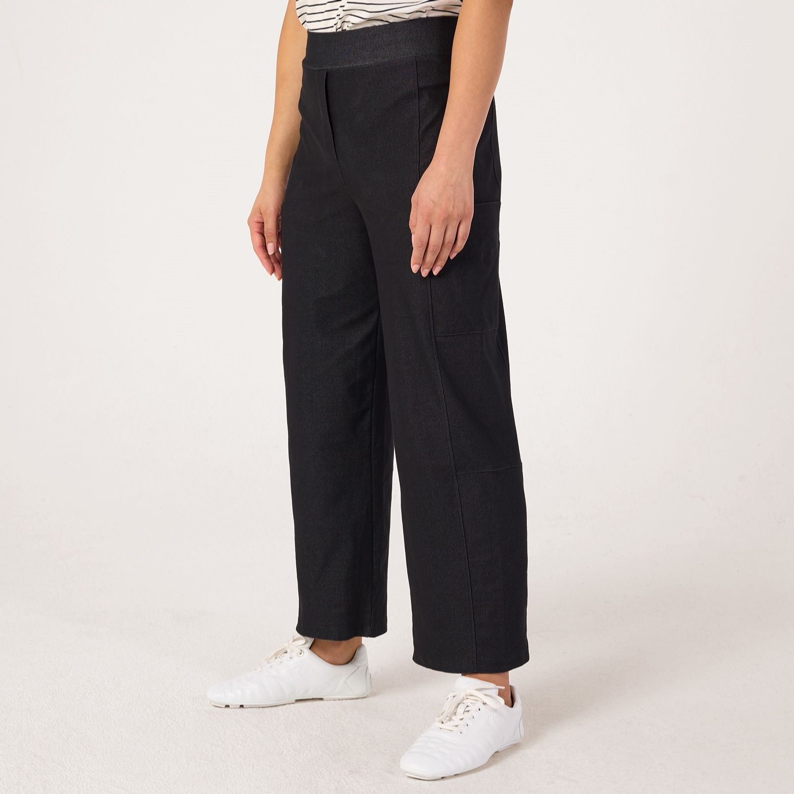 Kim & Co Deluxe Denim Knit Cargo Ankle Petite Trousers