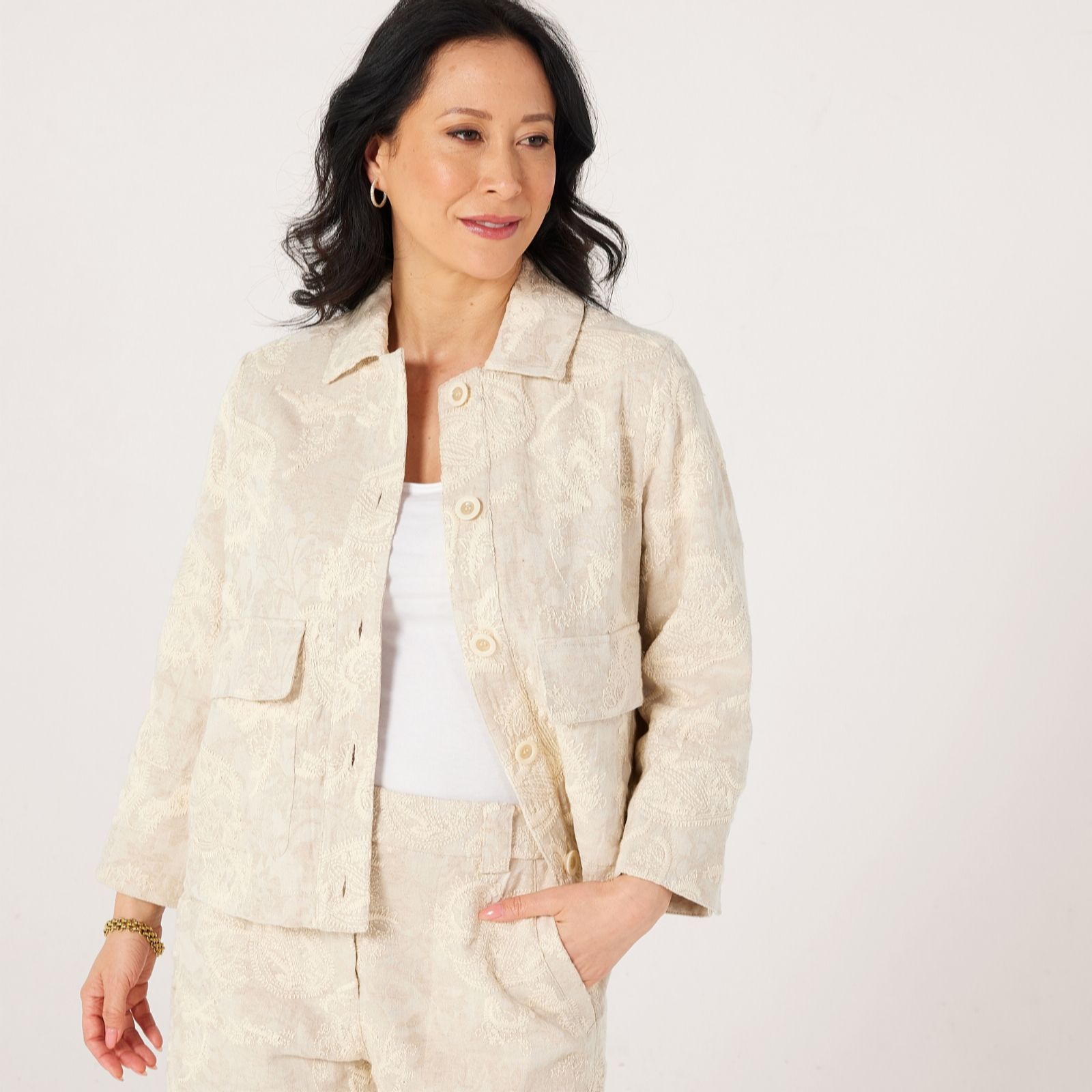 Masai Copenhagen Jovalyne Linen Blend Embroidered Light Jacket