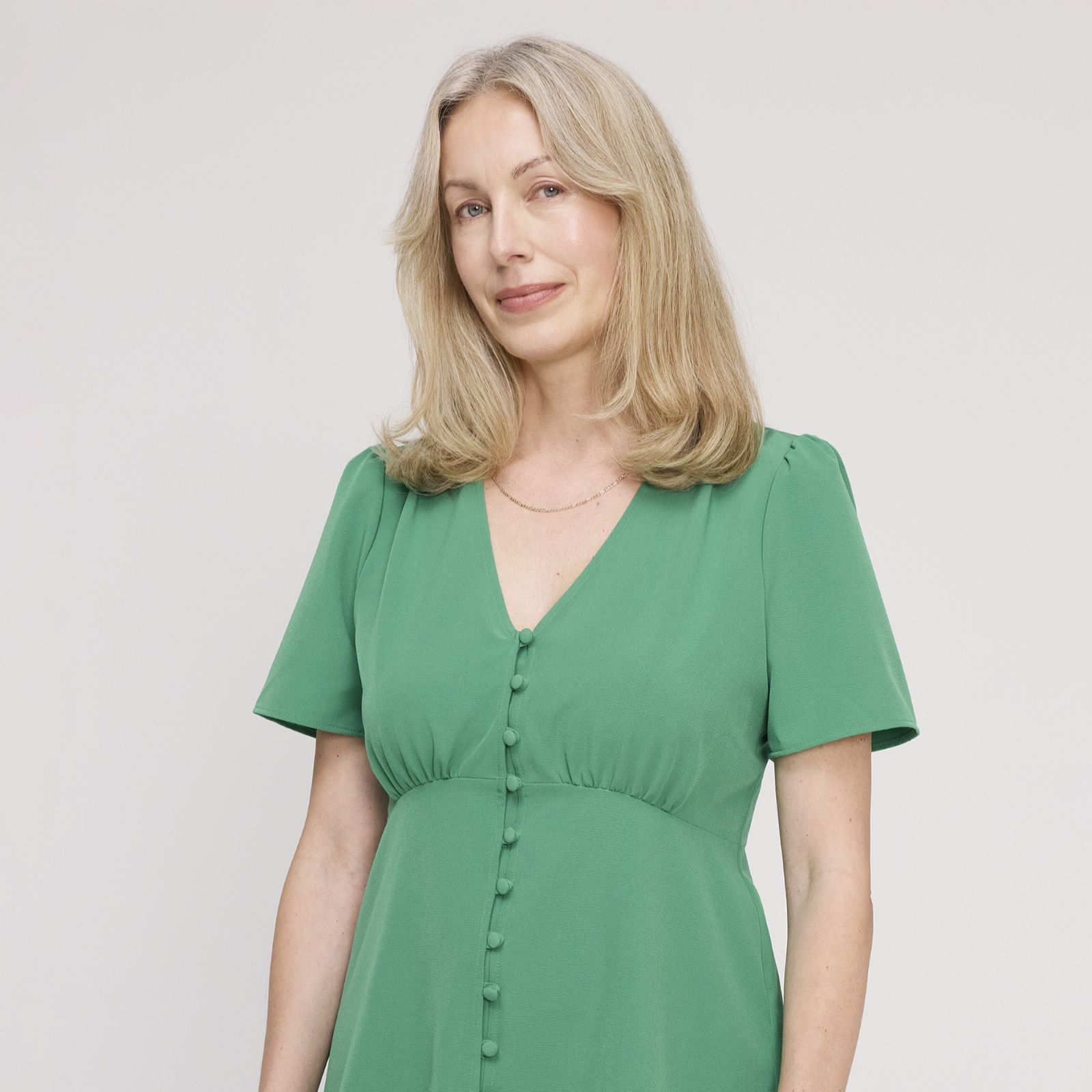 Finery London Maryam Crepe Peplum Button Through Top