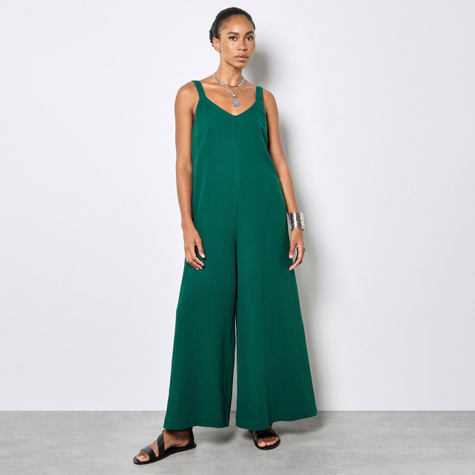 Apricot Cotton Weave Jumpsuit
