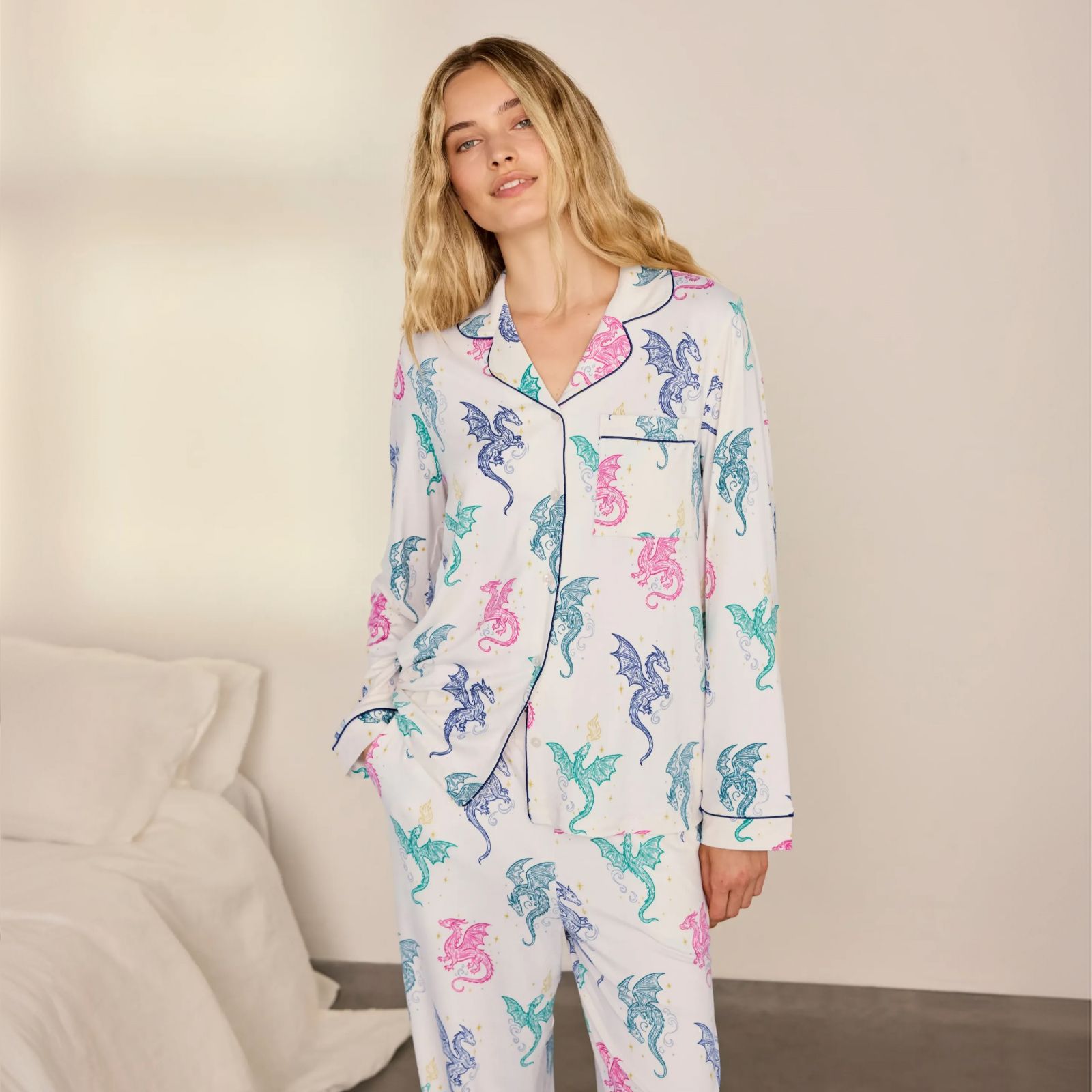 Chelsea Peers Long Button PJ Set
