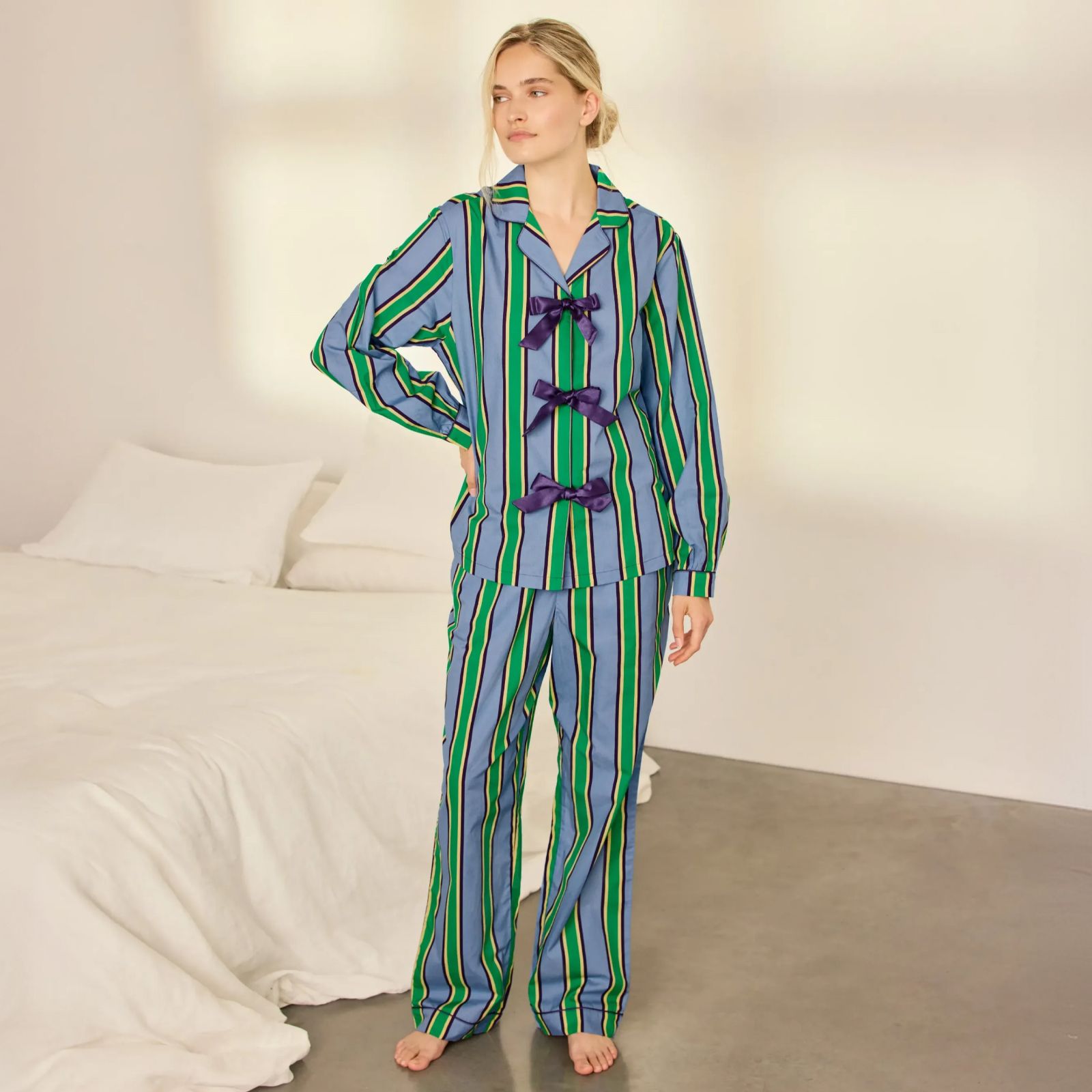 Chelsea Peers Tie Front Stripe PJ