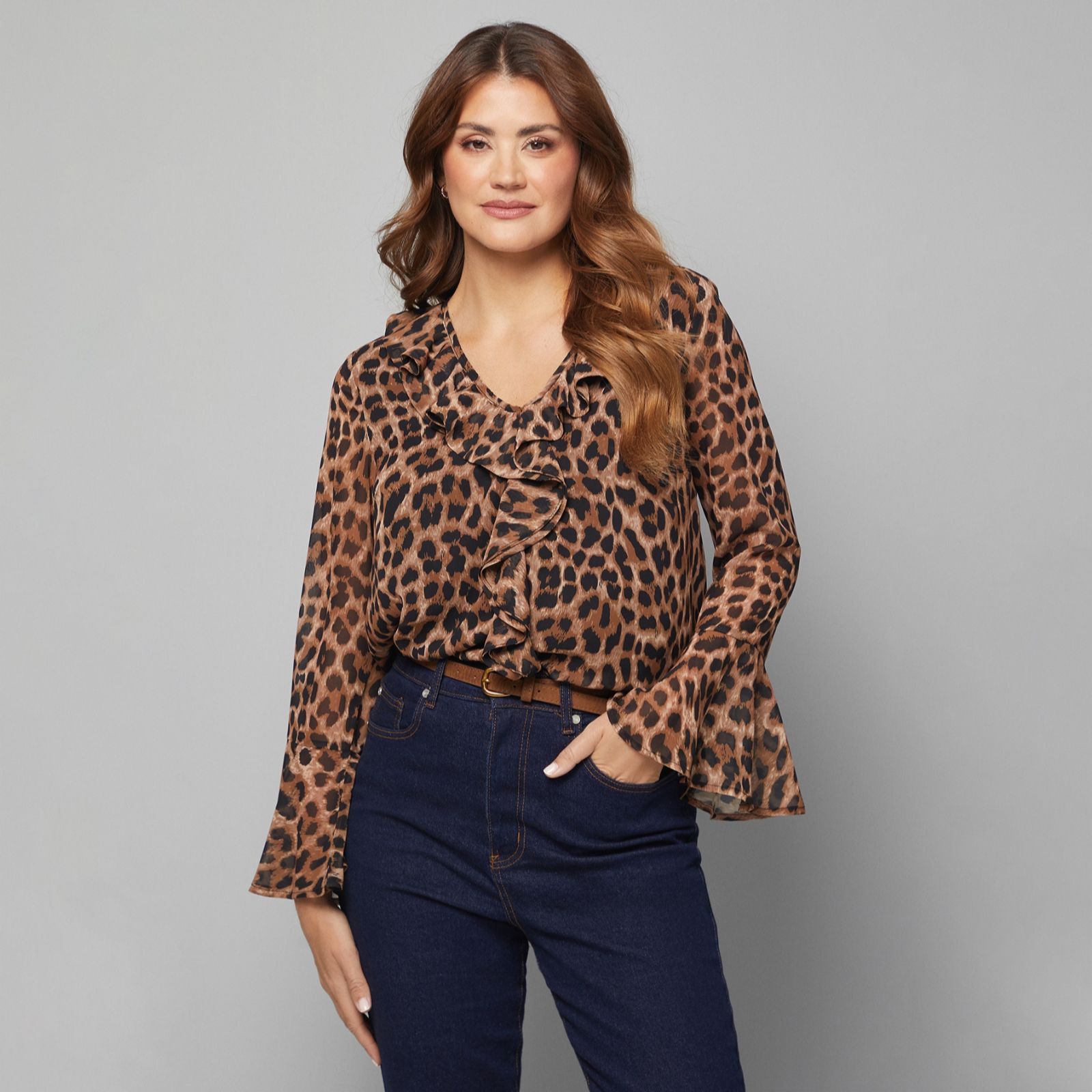 Wallis Print Ruffle Detail Blouse