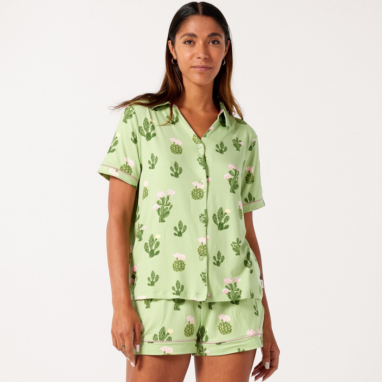 Chelsea Peers Cactus Button Up Short PJ Set