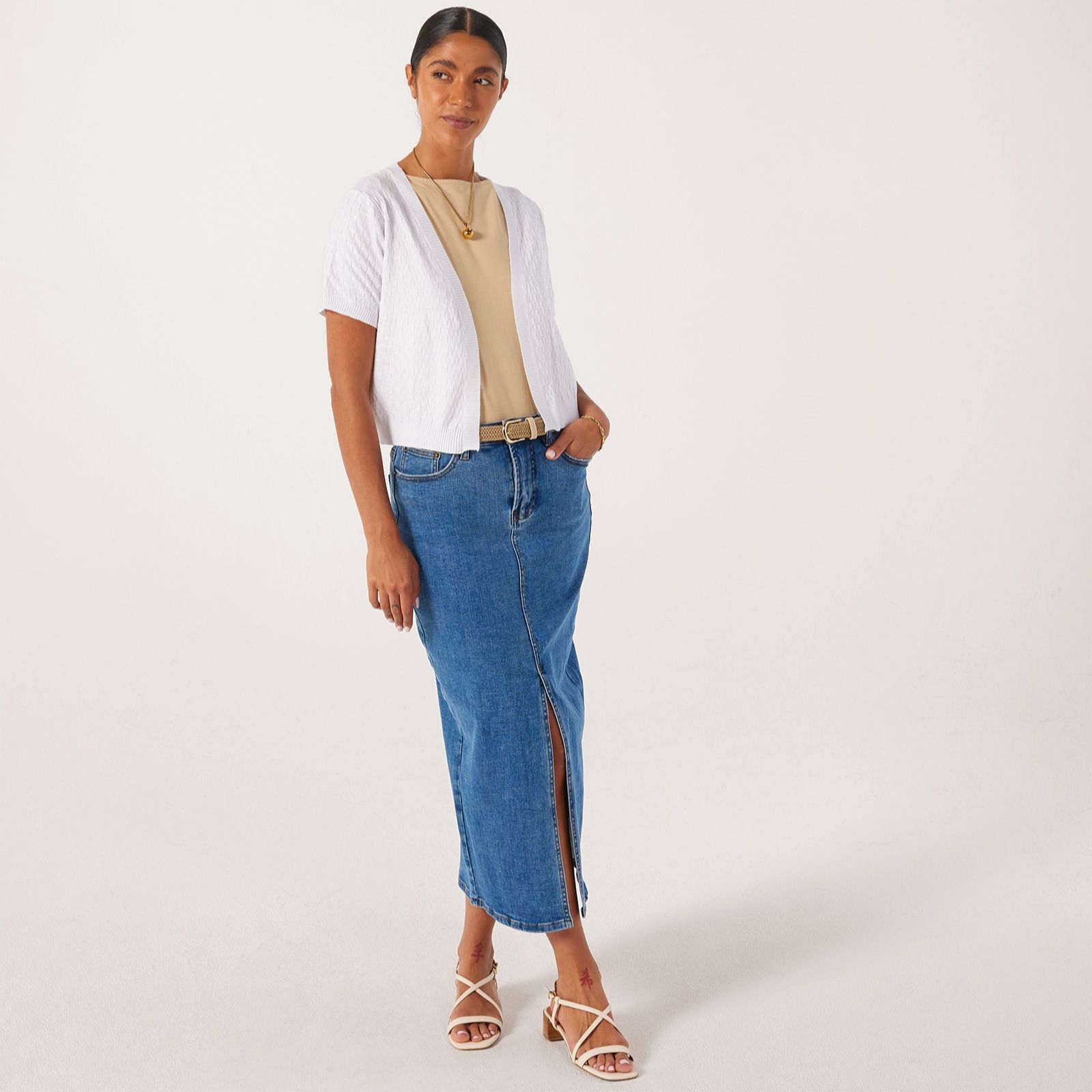 Nina Leonard Short Sleeve Box Knit Bolero