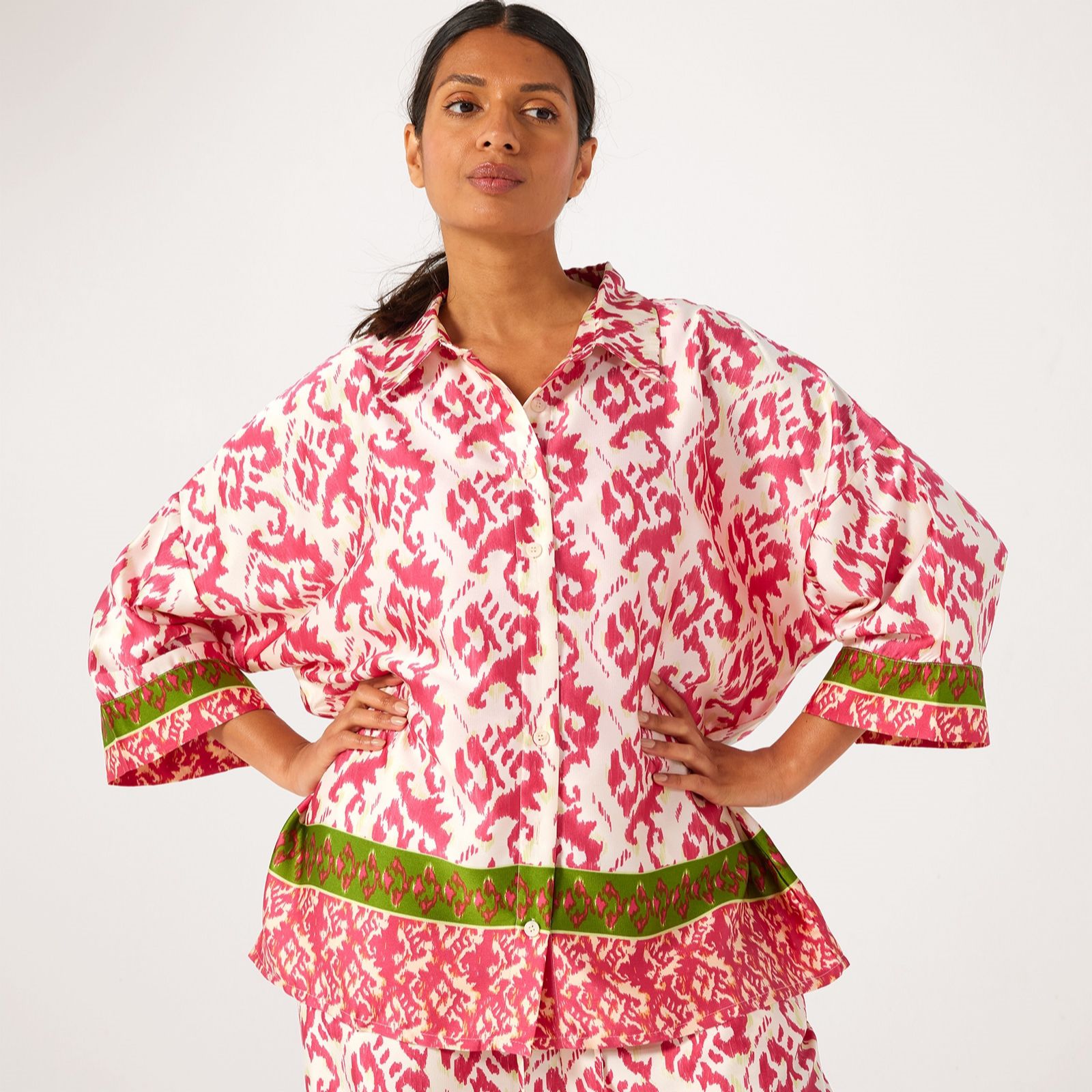 Malissa J Printed Woven Border Print Shirt