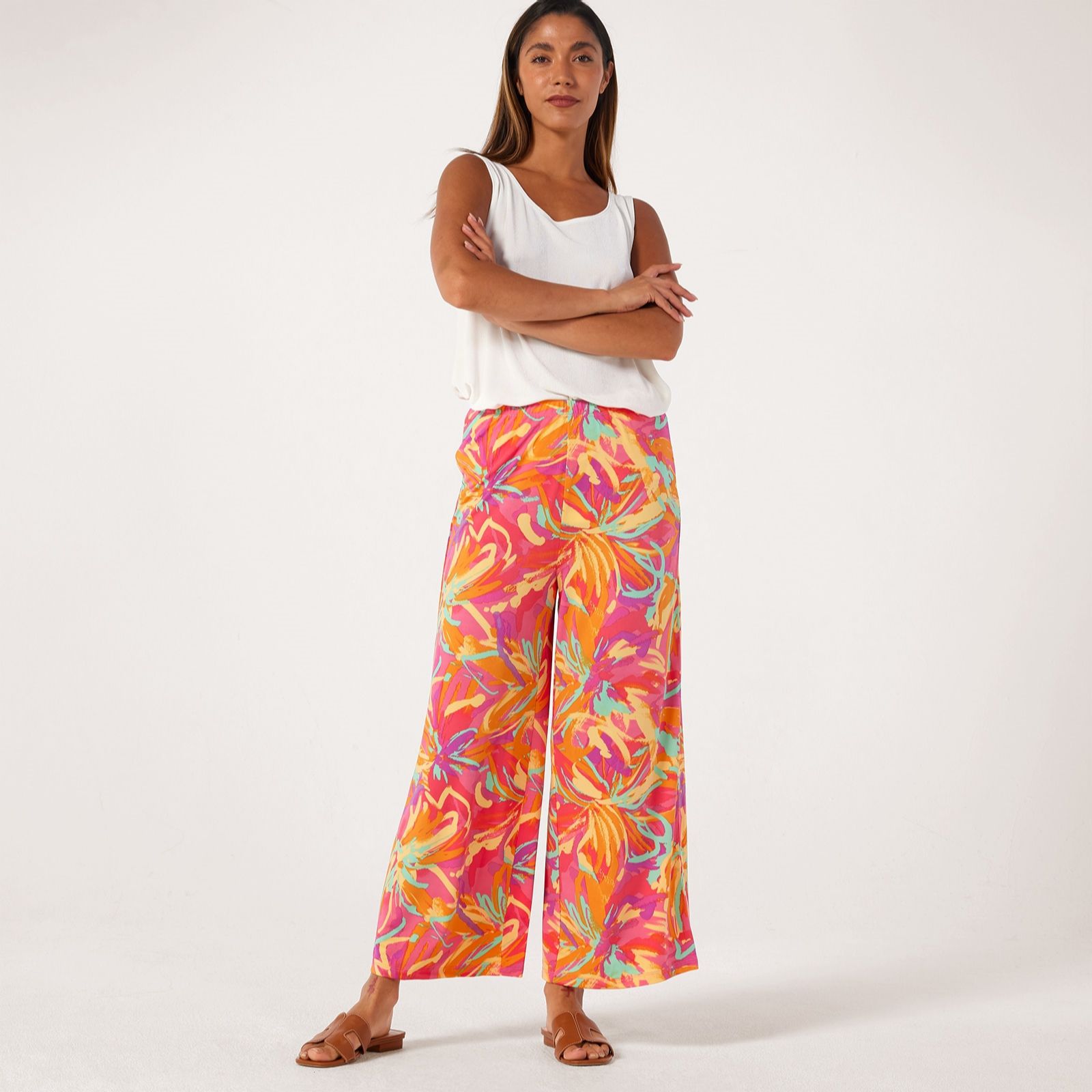 Kim & Co Printed Brazil Jersey Palazzo Ankle Length Standard Trousers