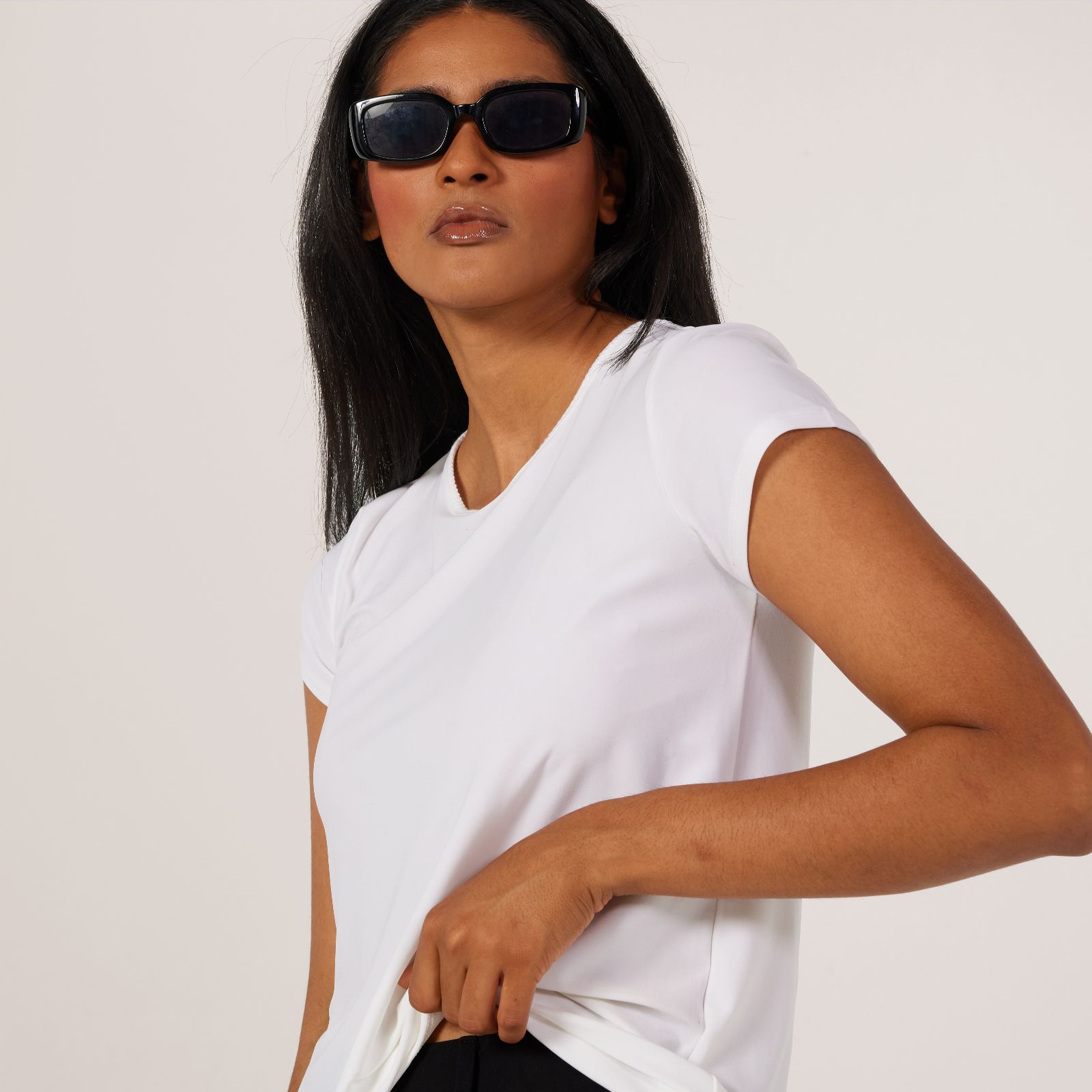 Kim & Co Brazil Jersey Short Sleeve T-Shirt With Shell Stitch Neck Detail