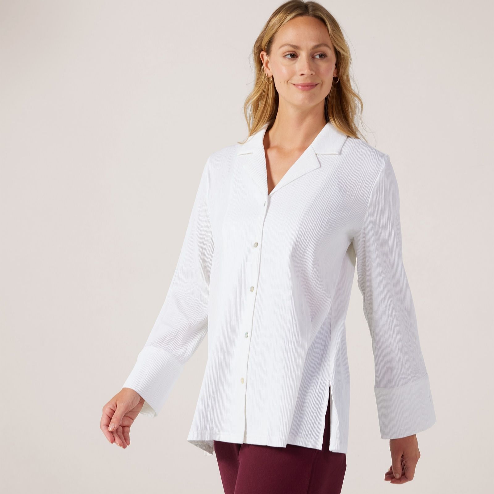 MarlaWynne Collection Textured Stretch Shirt