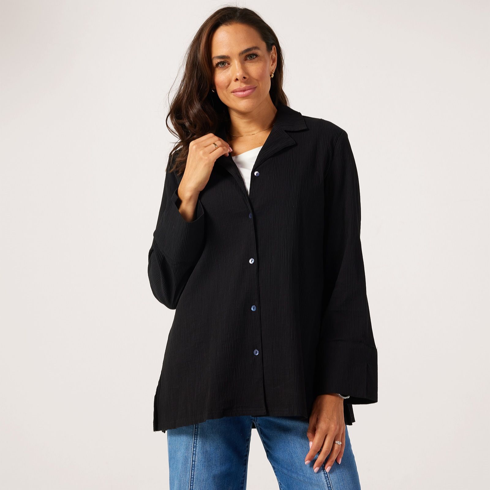 MarlaWynne Collection Textured Stretch Shirt