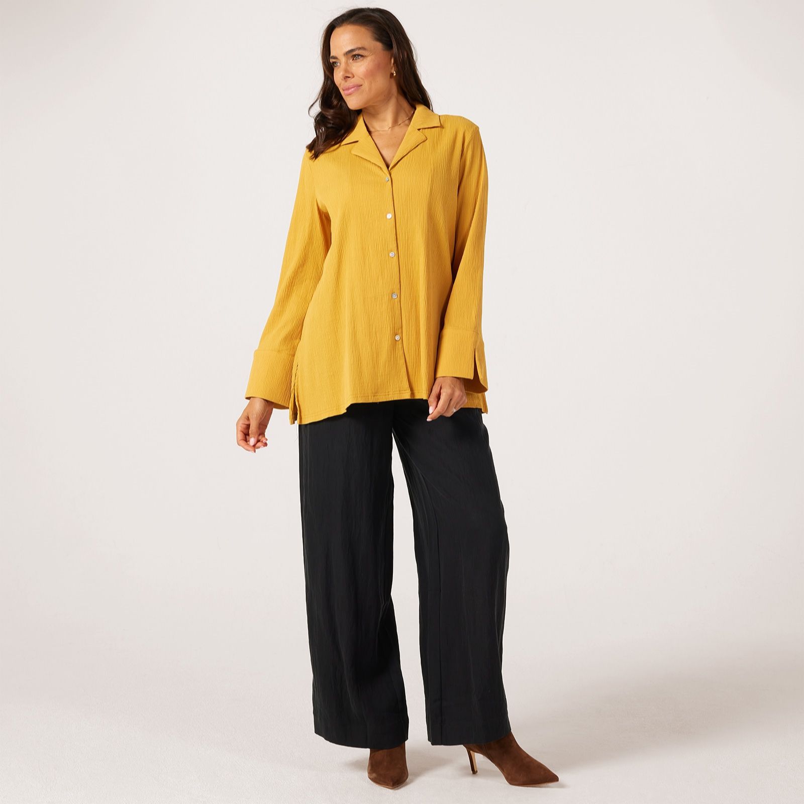 MarlaWynne Collection Textured Stretch Shirt
