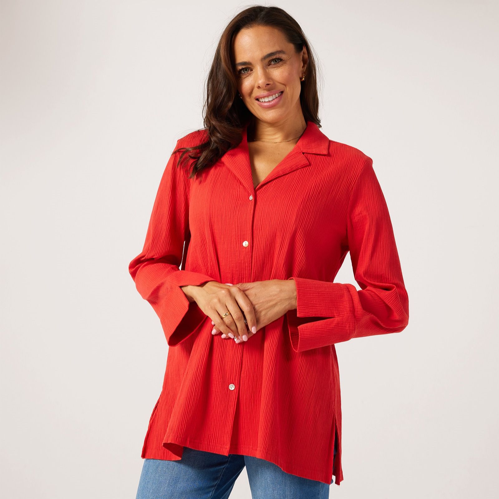 MarlaWynne Collection Textured Stretch Shirt