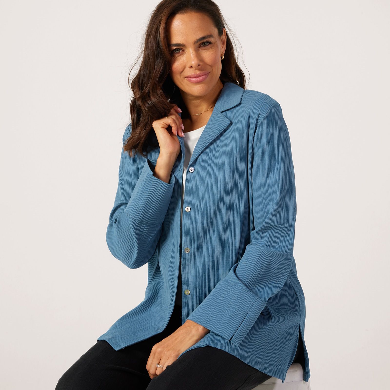 MarlaWynne Collection Textured Stretch Shirt