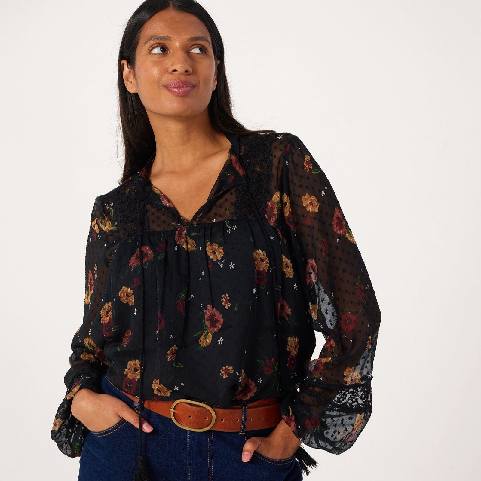Only Eliza Printed Tie Neck Blouse