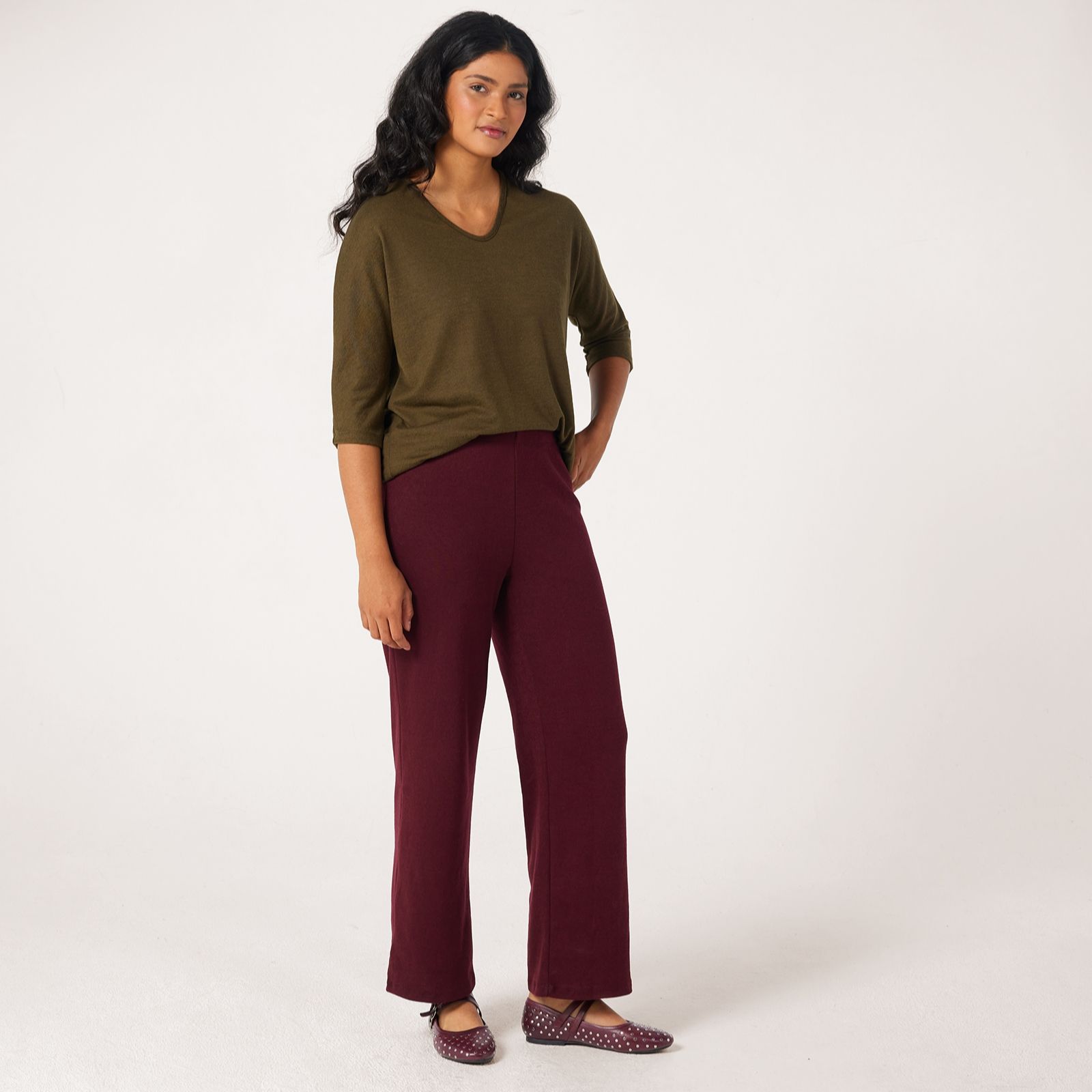 Kim & Co Divine Knit Kristy Straight-Leg Petite Trousers