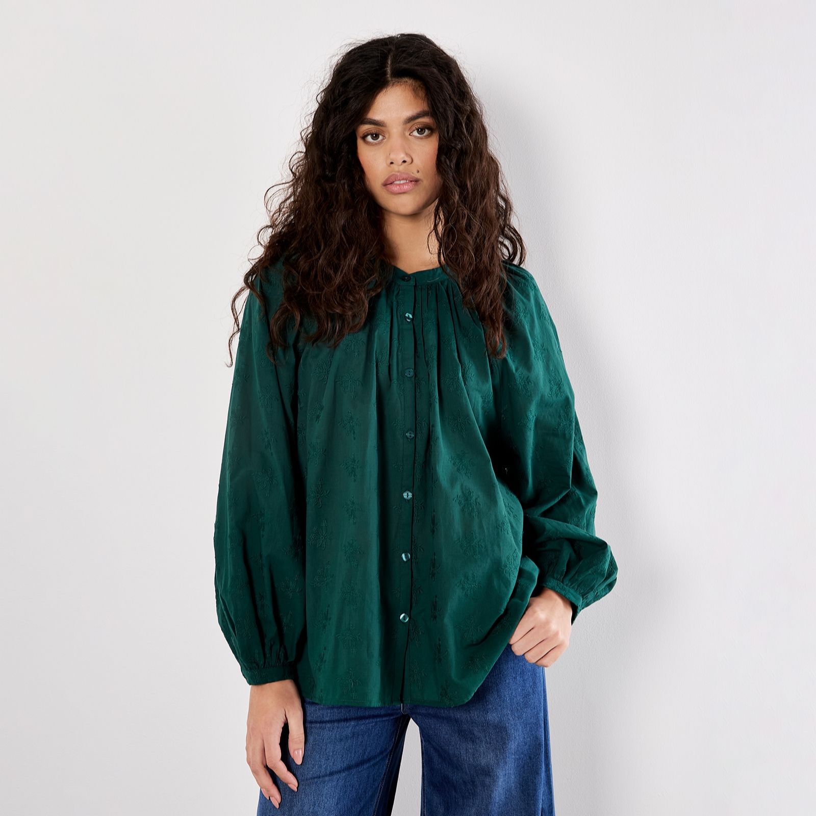 Apricot Broderie Clean Neck Oversized Blouse