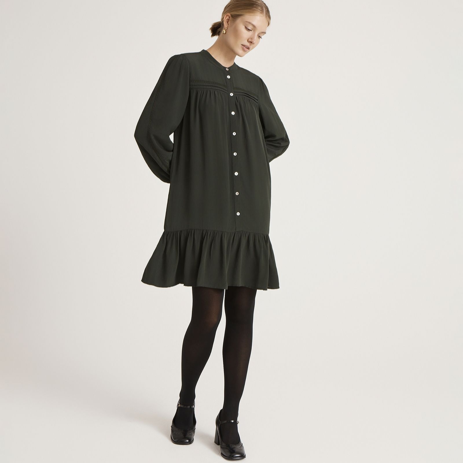 Finery London Beccy Viscose Crepe Lace Insert Detailed Dress