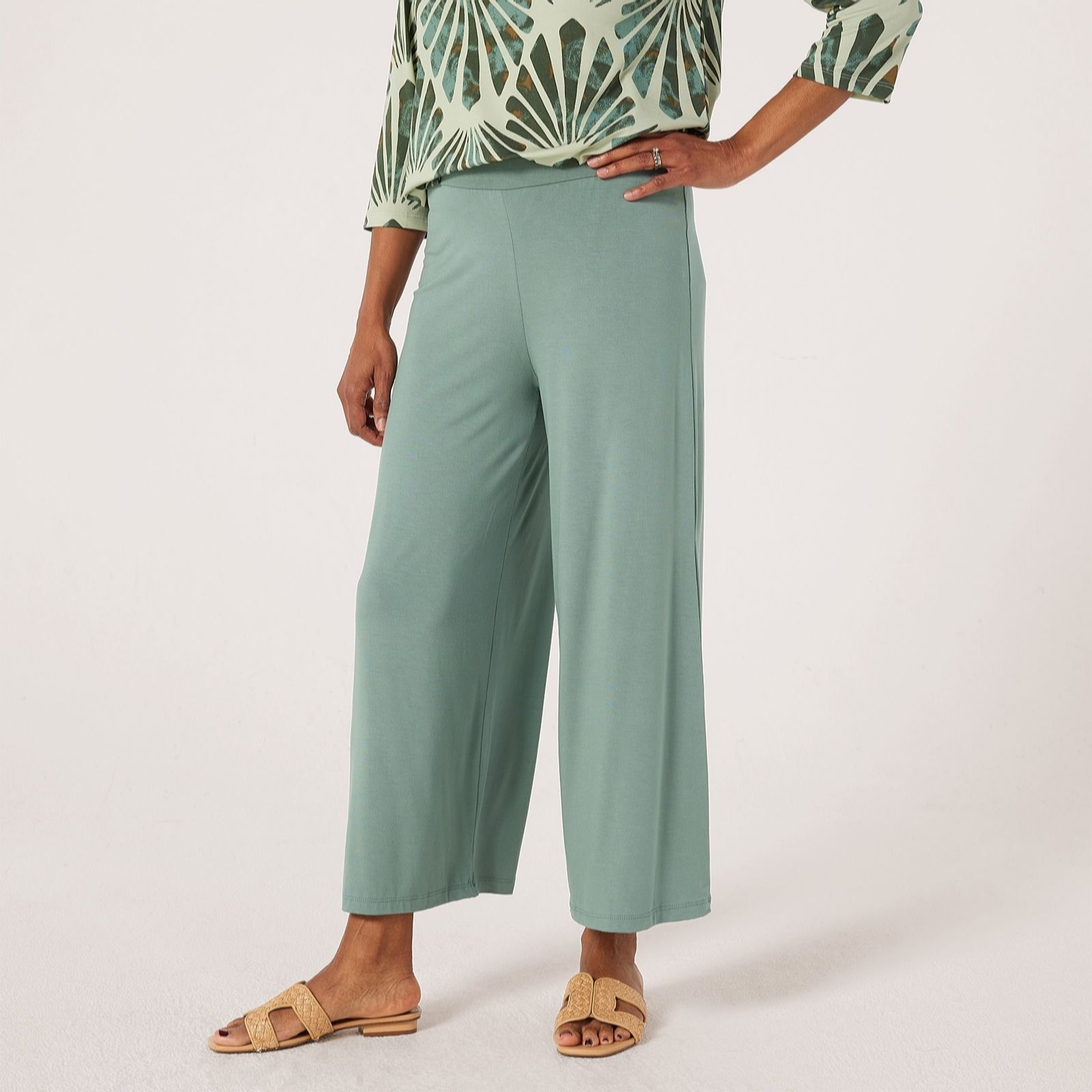Kim & Co Viscose Jersey Cropped Palazzo Petite Trousers