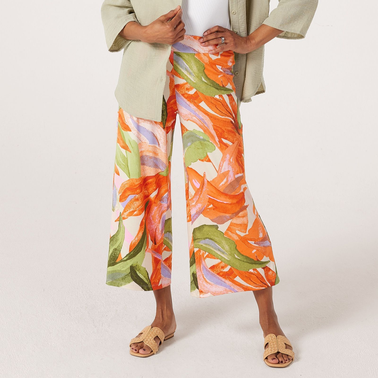 Kim & Co Viscose Jersey Cropped Palazzo Petite Trousers