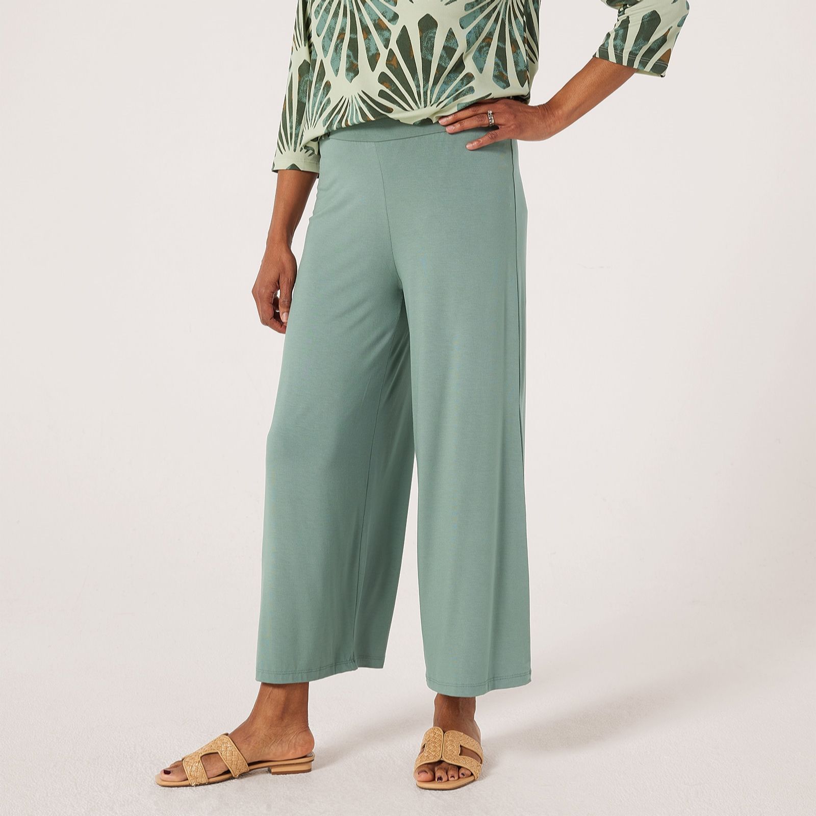 Kim & Co Viscose Jersey Cropped Palazzo Petite Trousers