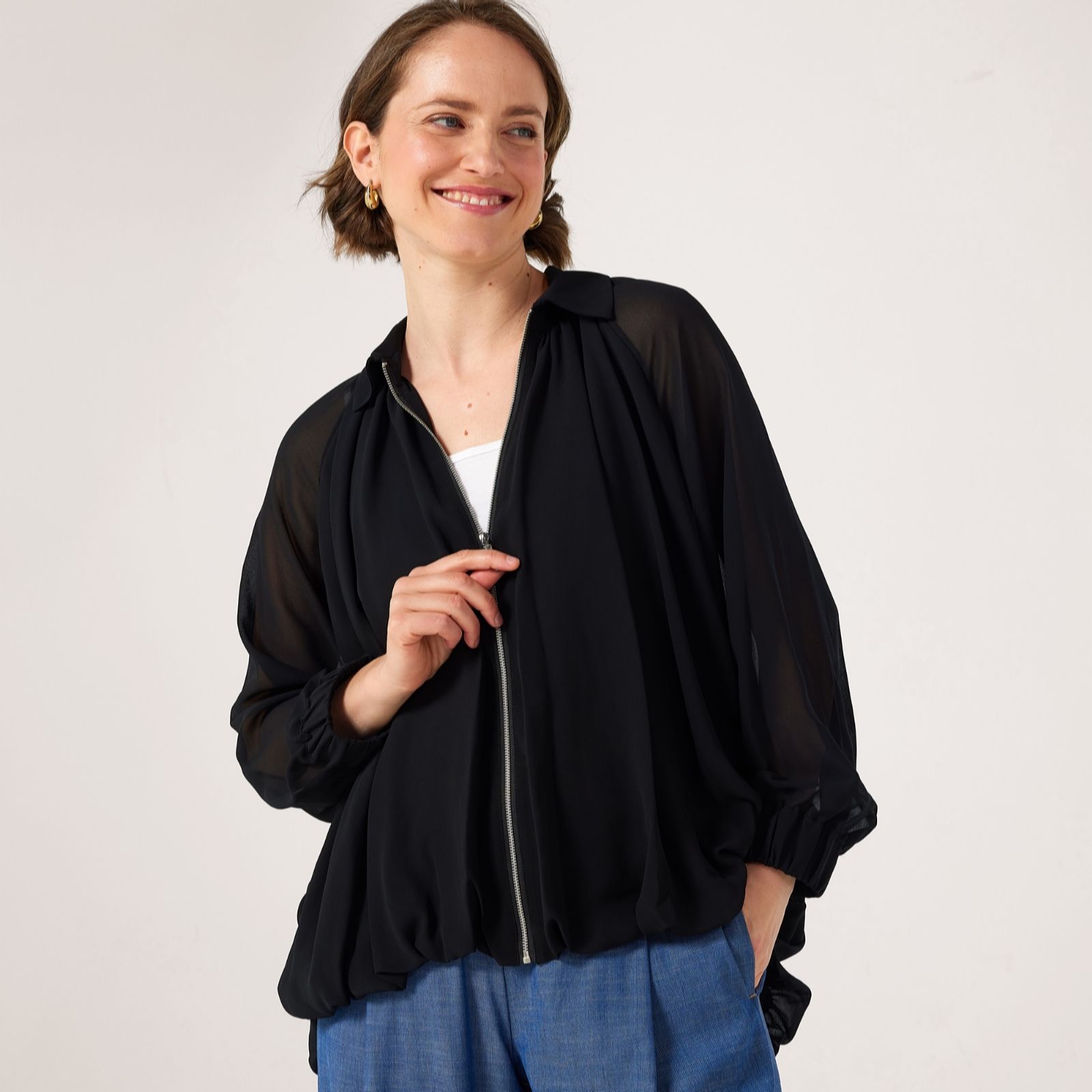 MarlaWynne Layers Chiffon Blouson Jacket