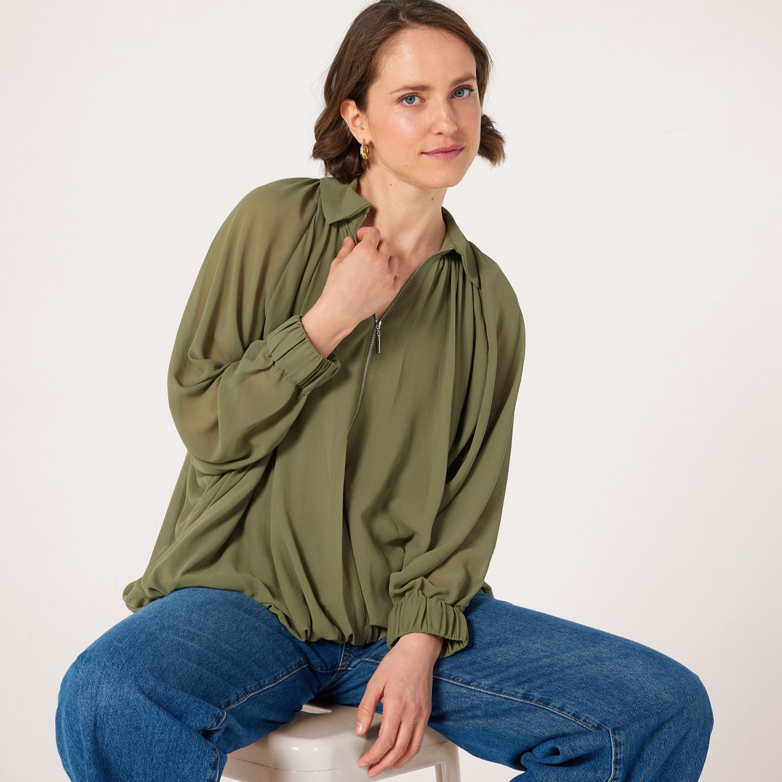 MarlaWynne Layers Chiffon Blouson Jacket