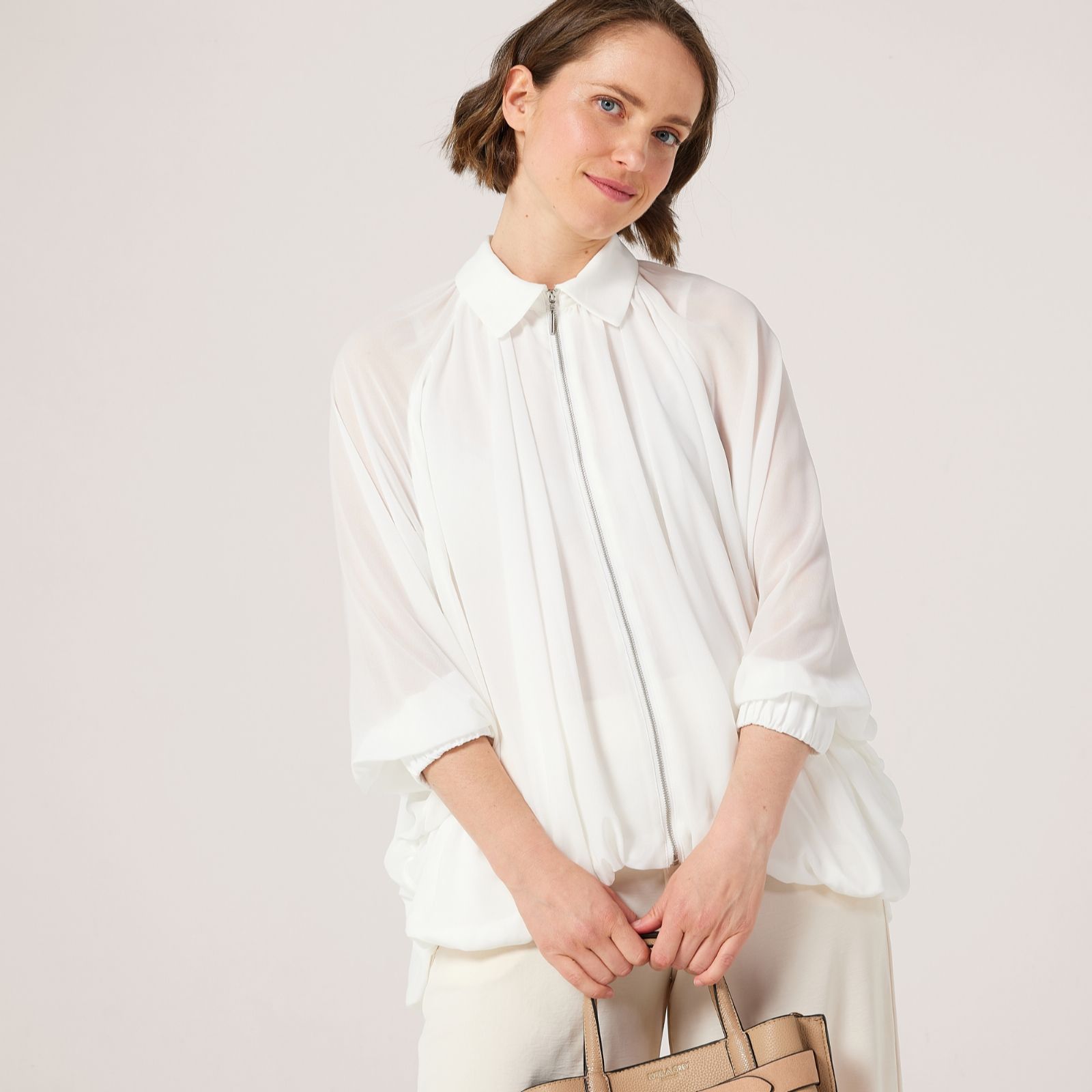 MarlaWynne Layers Chiffon Blouson Jacket