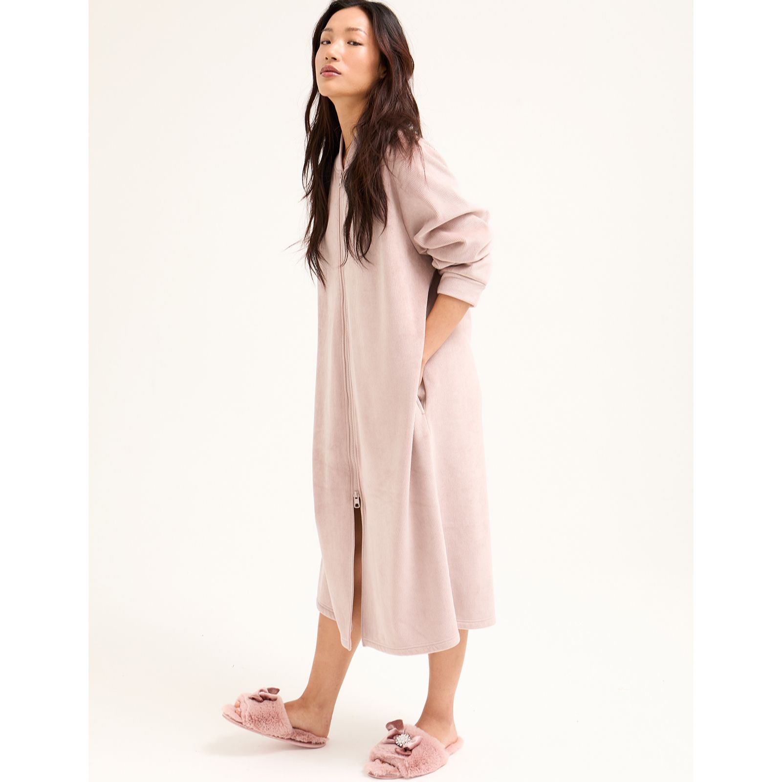 Pretty You Velour Ribbed House Coat