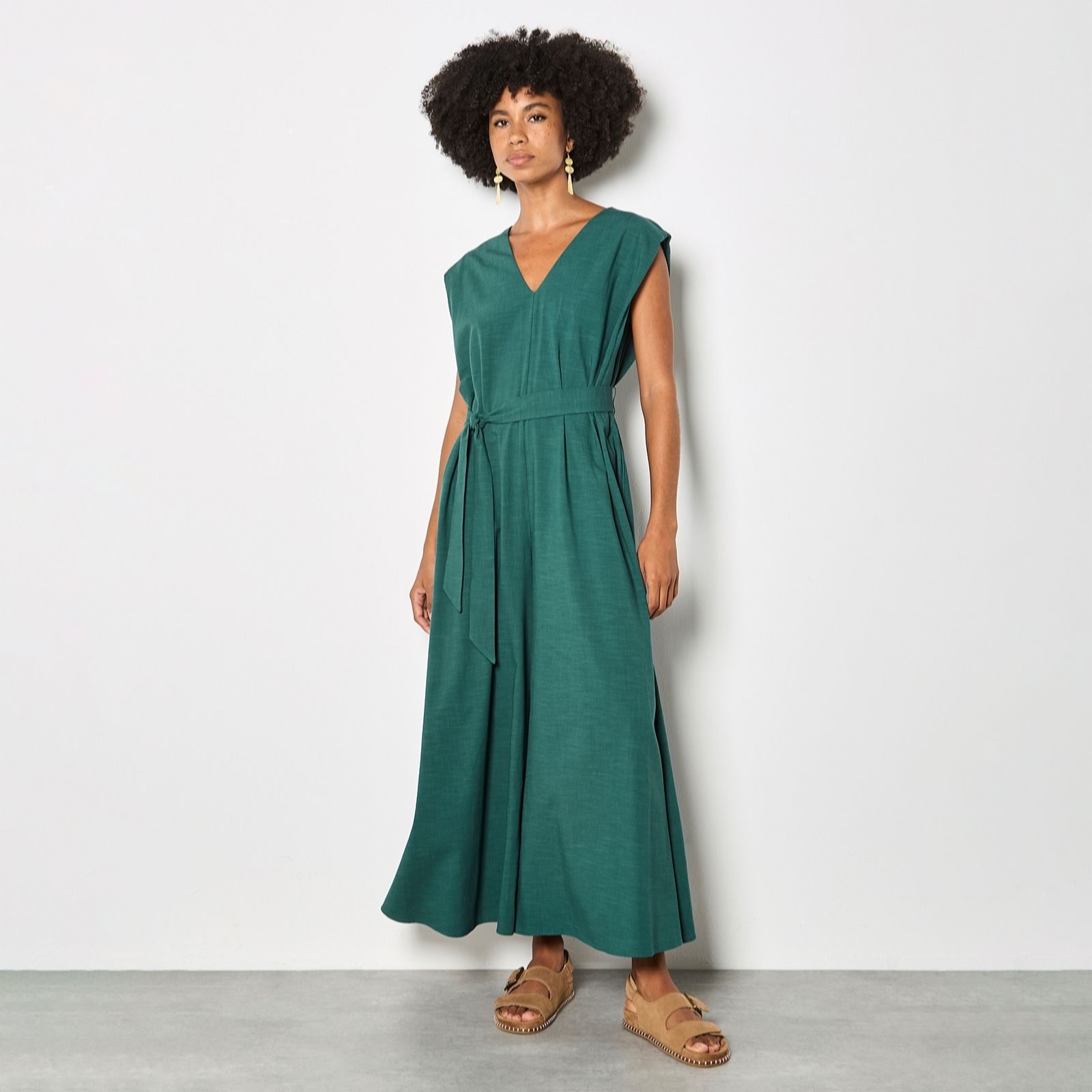 Apricot Structured Cotton Mix Warrior Super Wide Jumpsuit