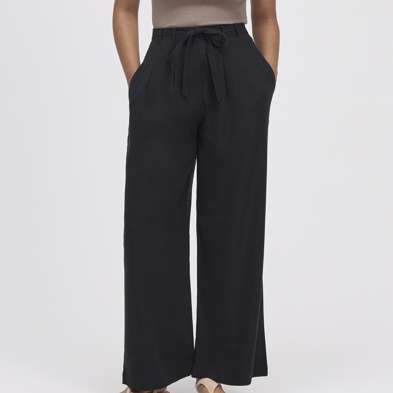 Finery London Venus Cupro Stretch Waist Wide-Leg Trousers Short