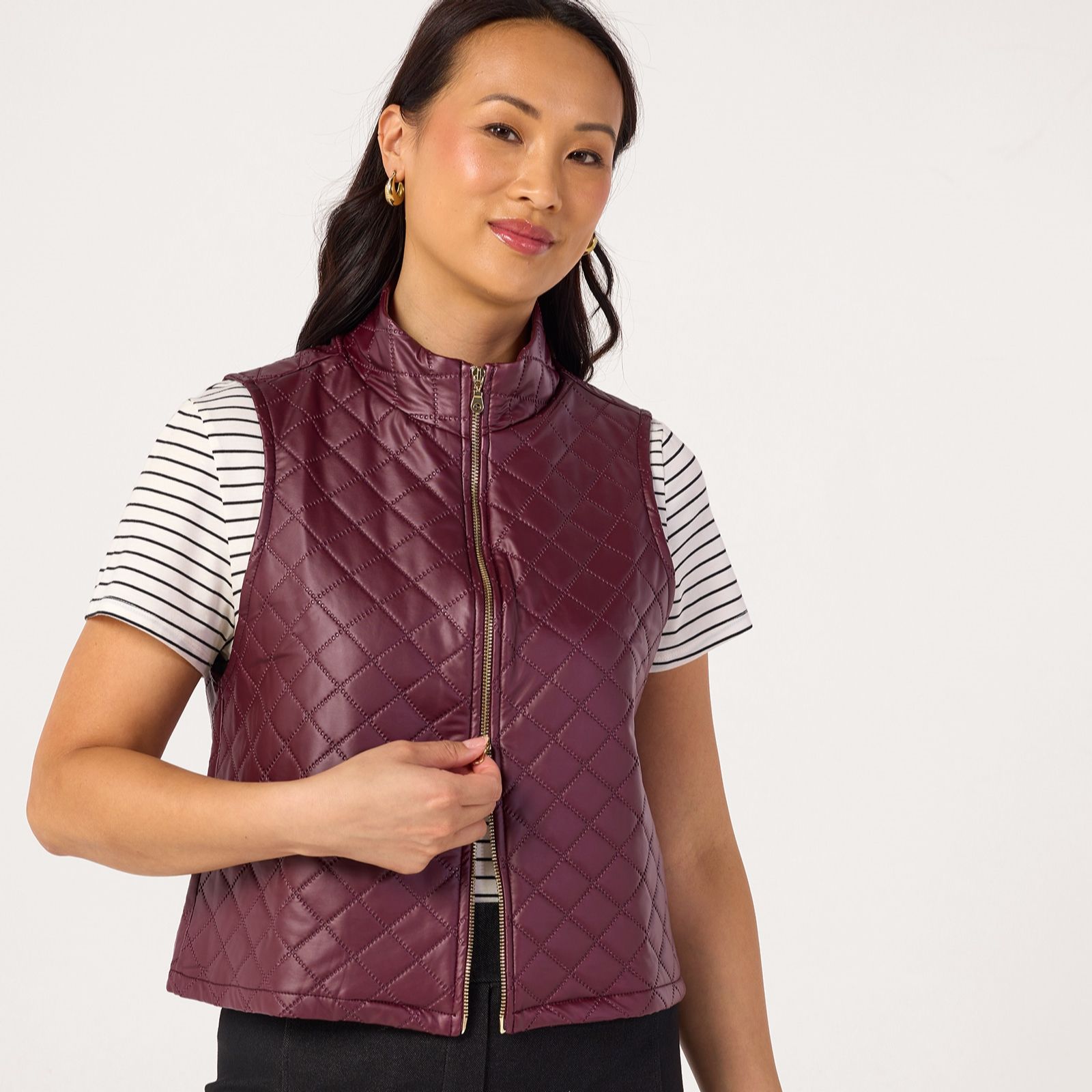 Kim & Co Quilted Puffer Zip Front Vest