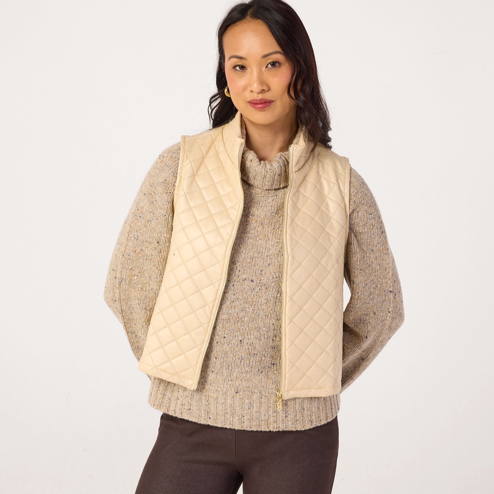 Kim & Co Quilted Puffer Zip Front Vest