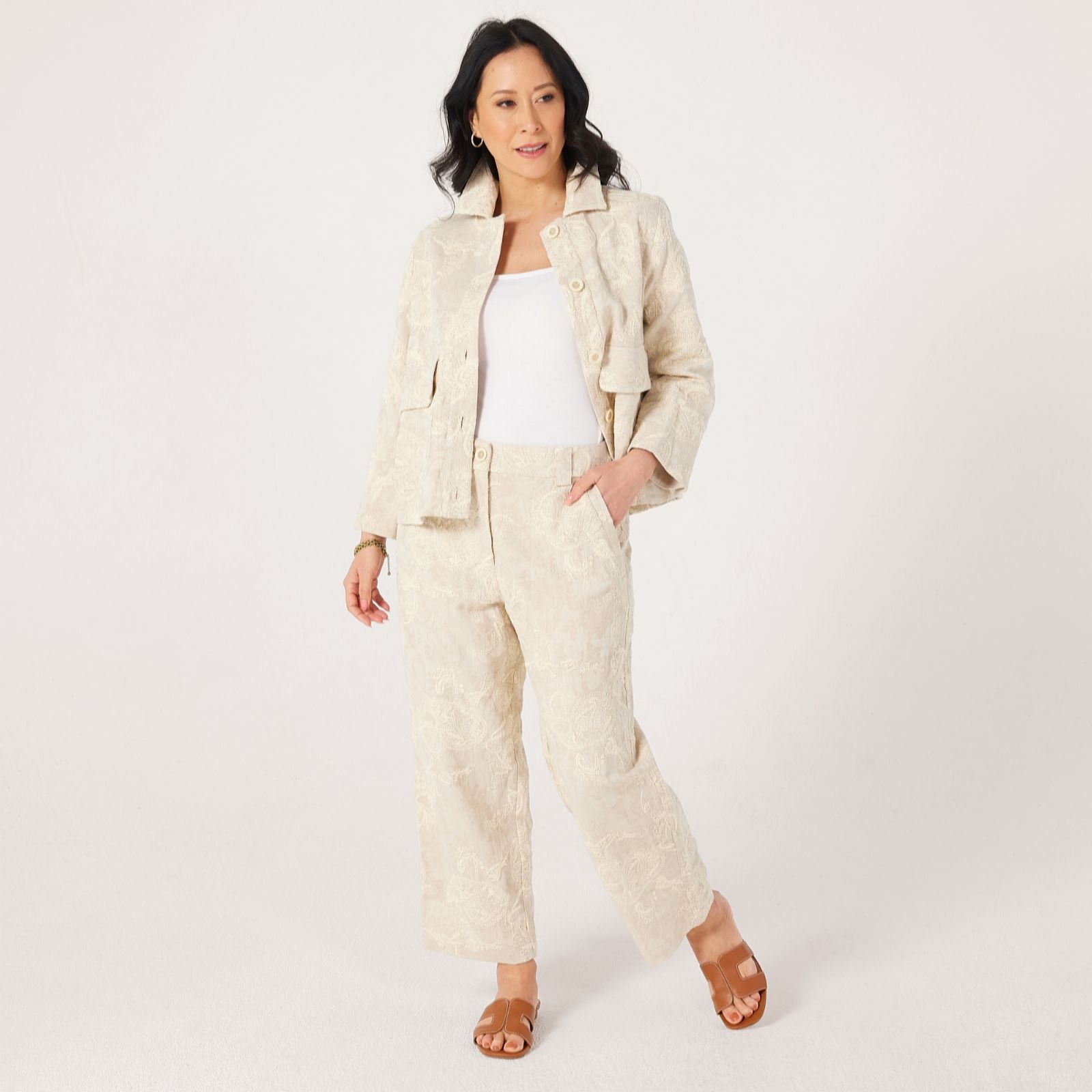 Masai Copenhagen Paelith Linen Cotton Blend Embroidered Trousers