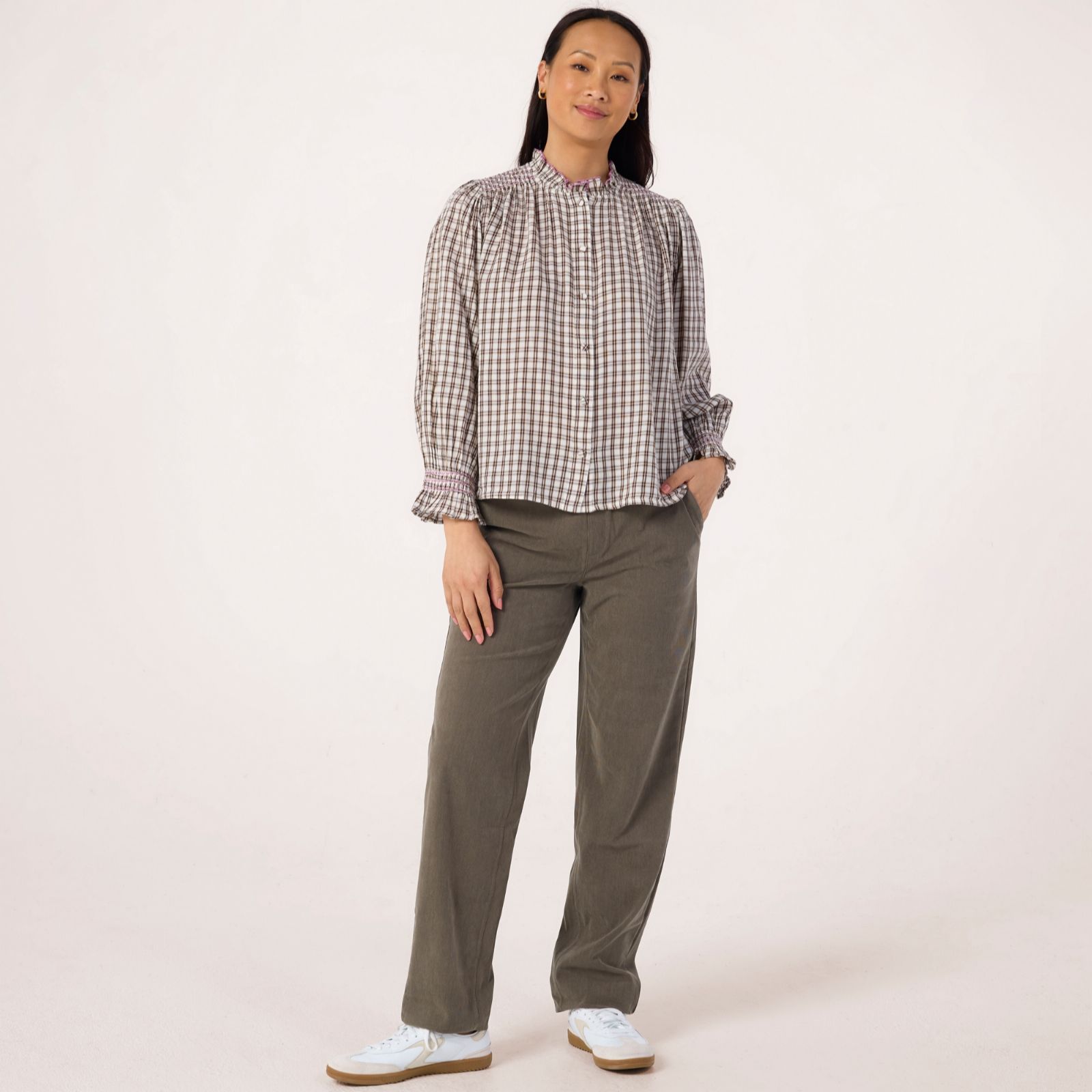 Denim & Co Pull On Knit Corduroy Straight Leg Trousers Petite