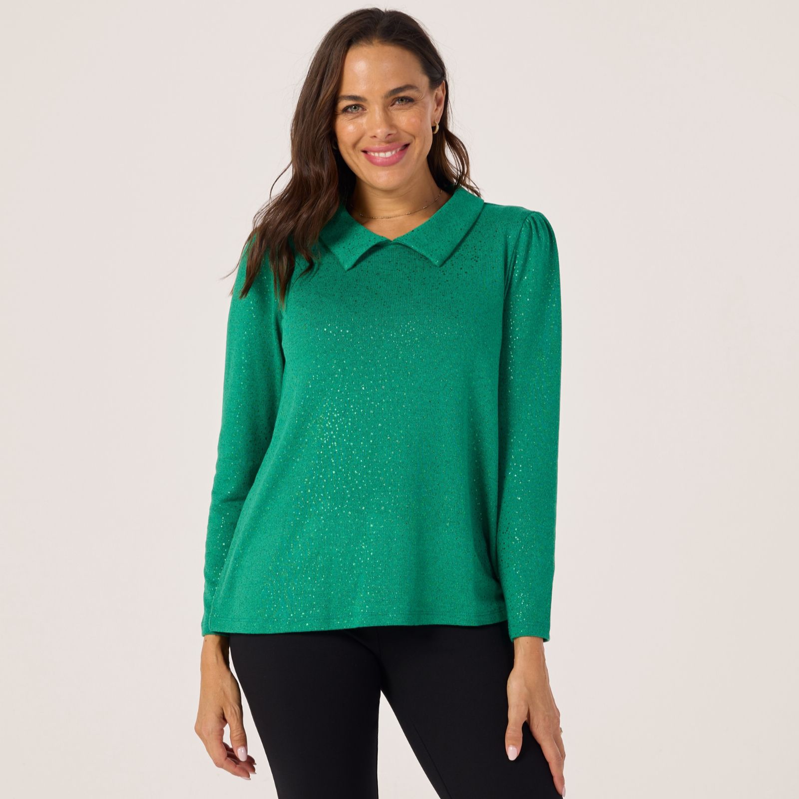 Kim & Co Soft Touch Long Sleeve Collar Top