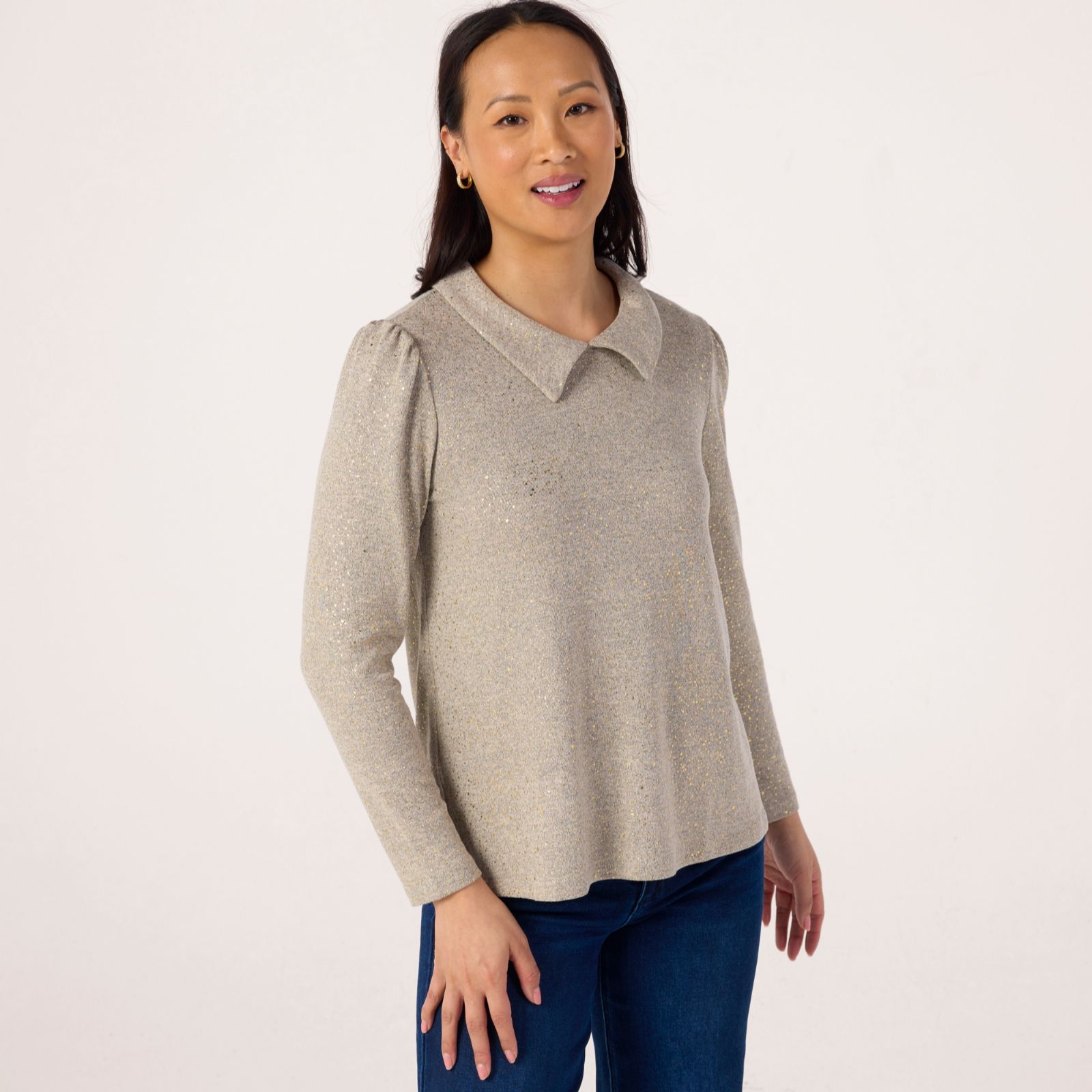 Kim & Co Soft Touch Long Sleeve Collar Top