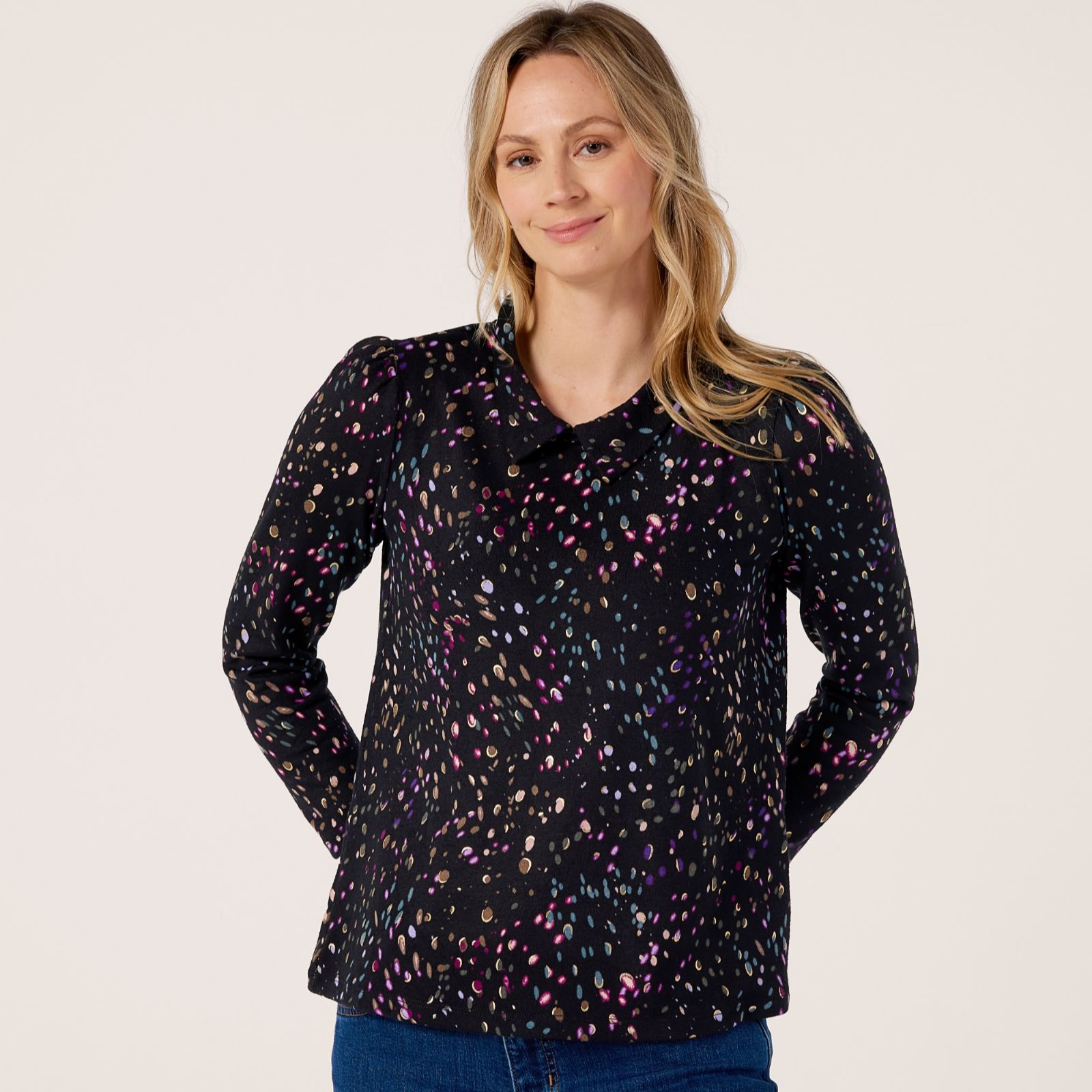 Kim & Co Soft Touch Long Sleeve Collar Top