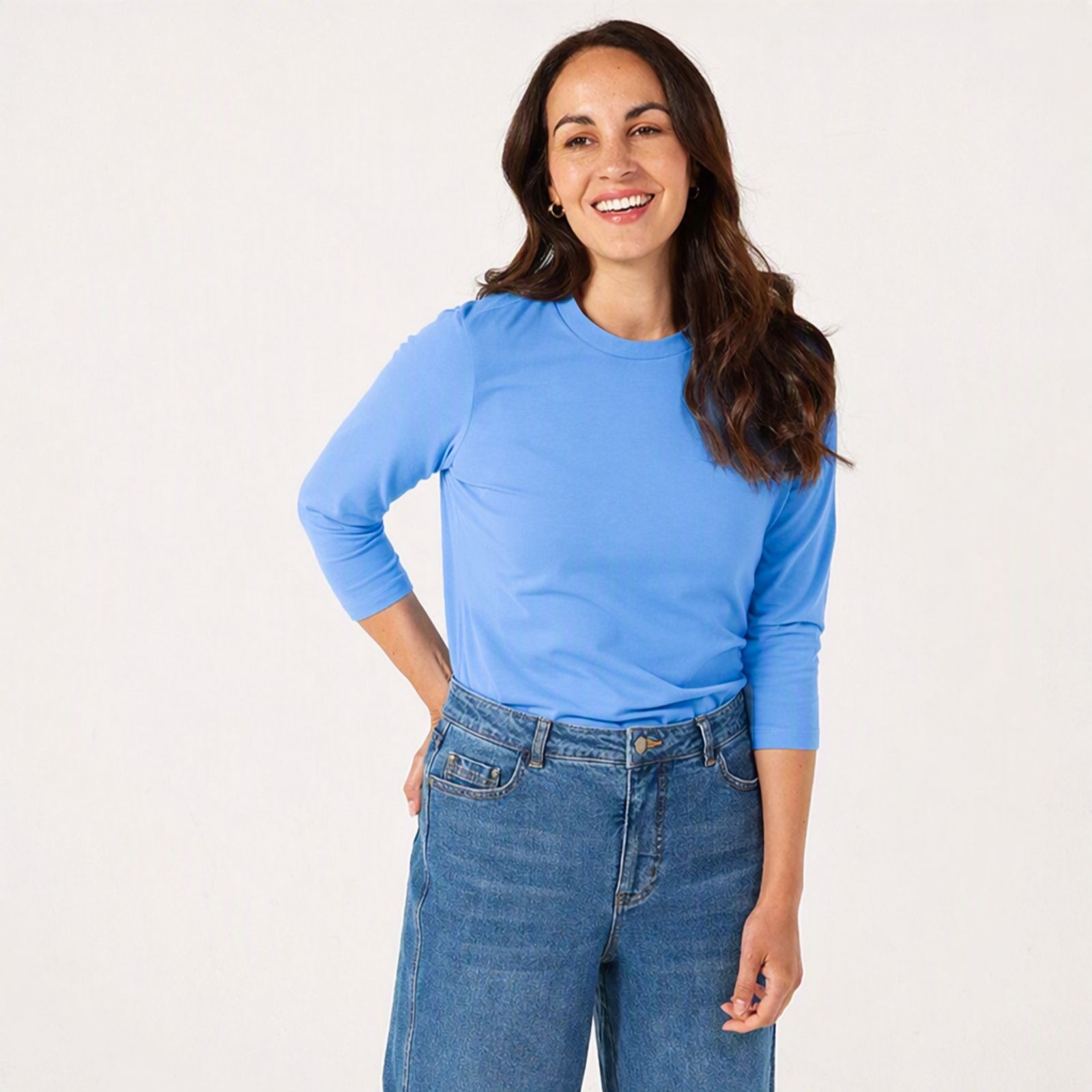 Denim & Co. Essentials Single Jersey 3/4 Sleeve Top