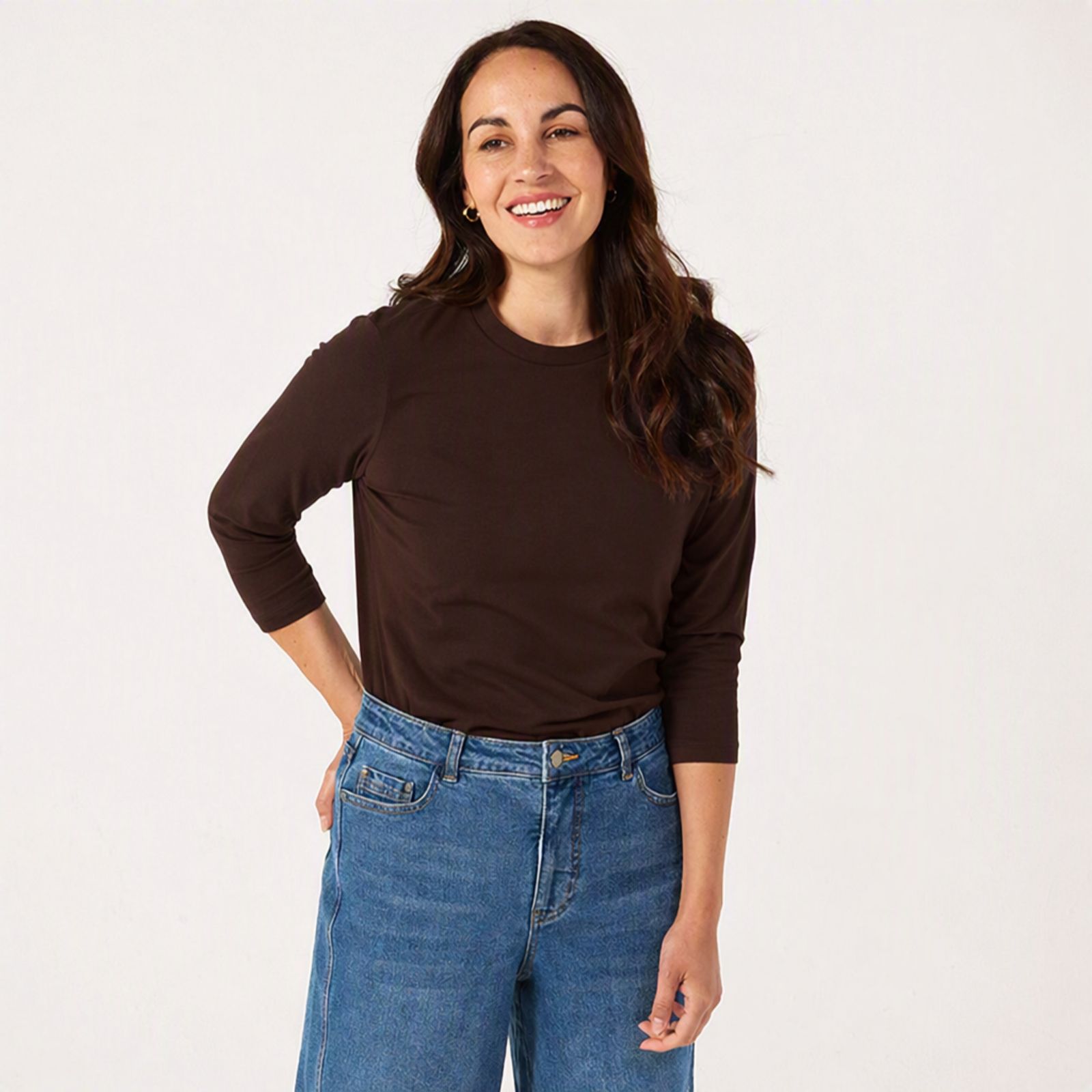 Denim & Co. Essentials Single Jersey 3/4 Sleeve Top