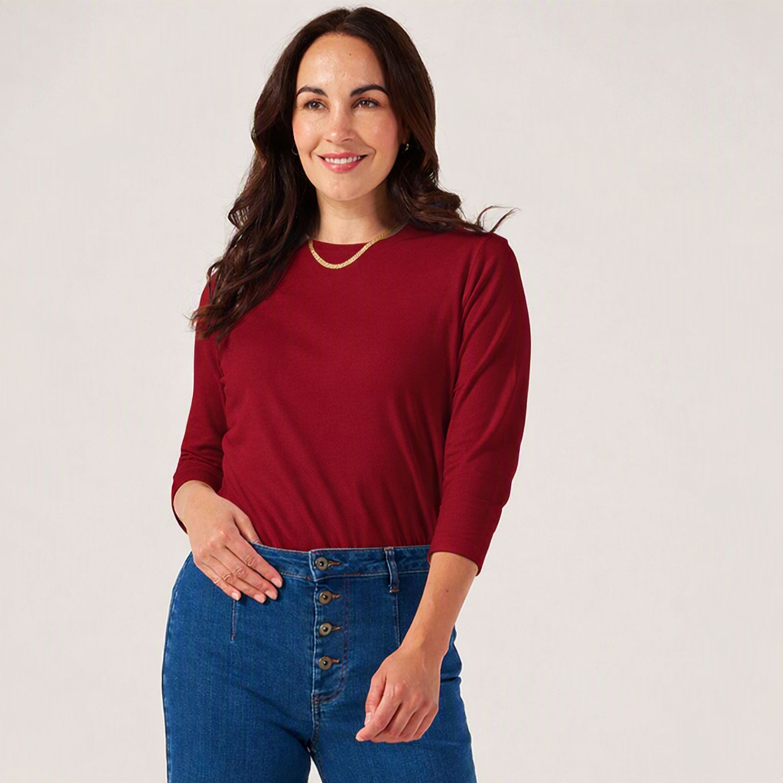 Denim & Co. Essentials Single Jersey 3/4 Sleeve Top