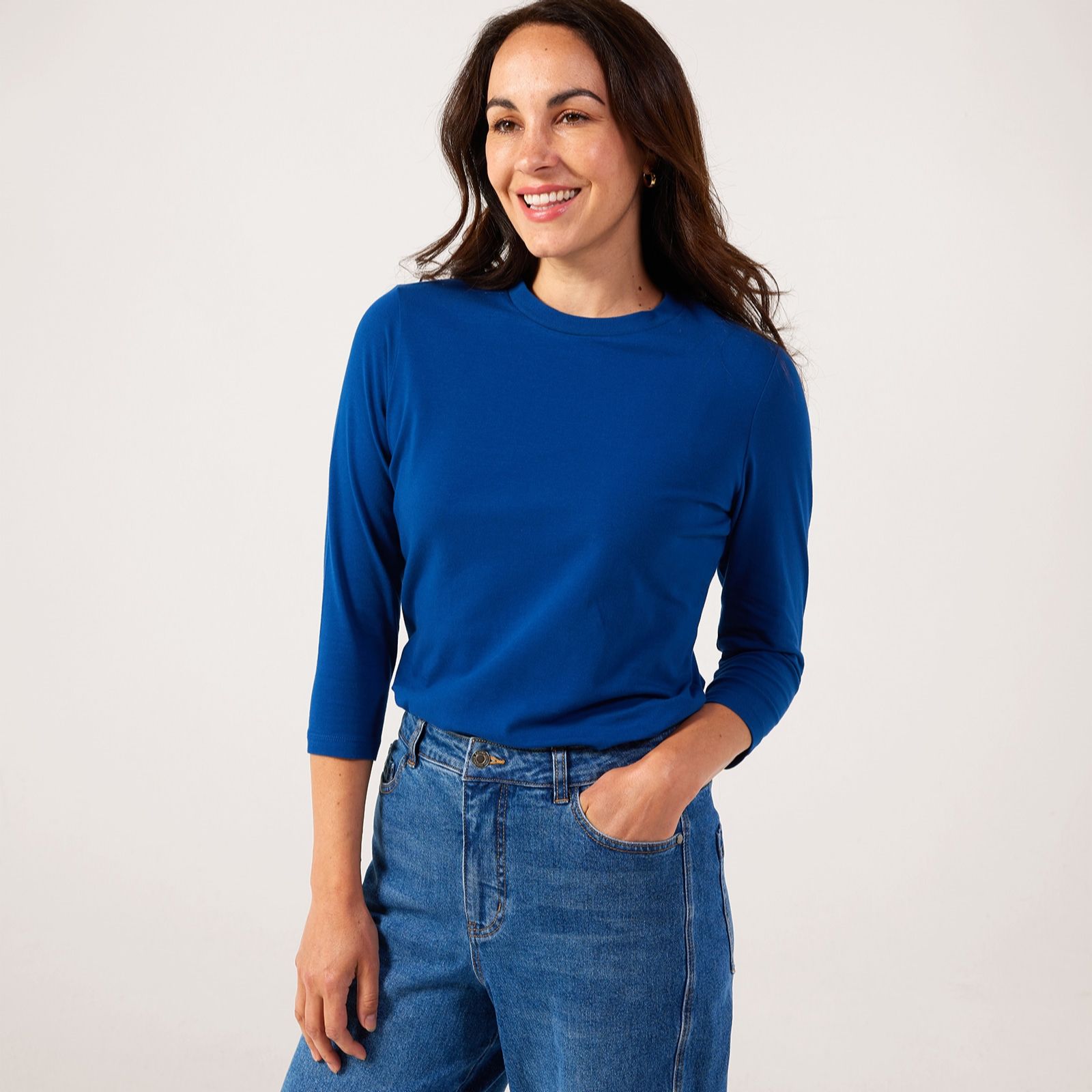 Denim & Co. Essentials Single Jersey 3/4 Sleeve Top
