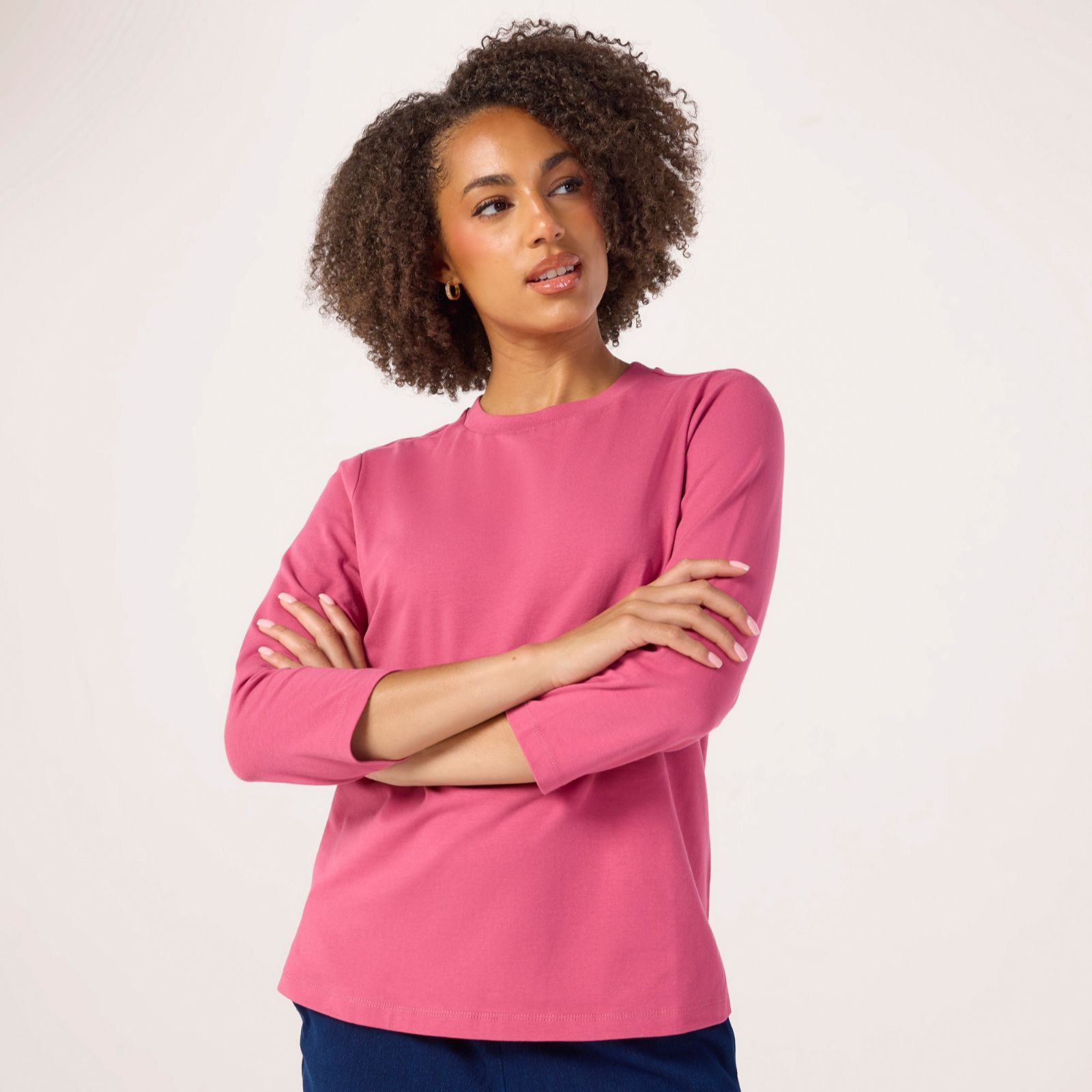 Denim & Co. Essentials Single Jersey 3/4 Sleeve Top
