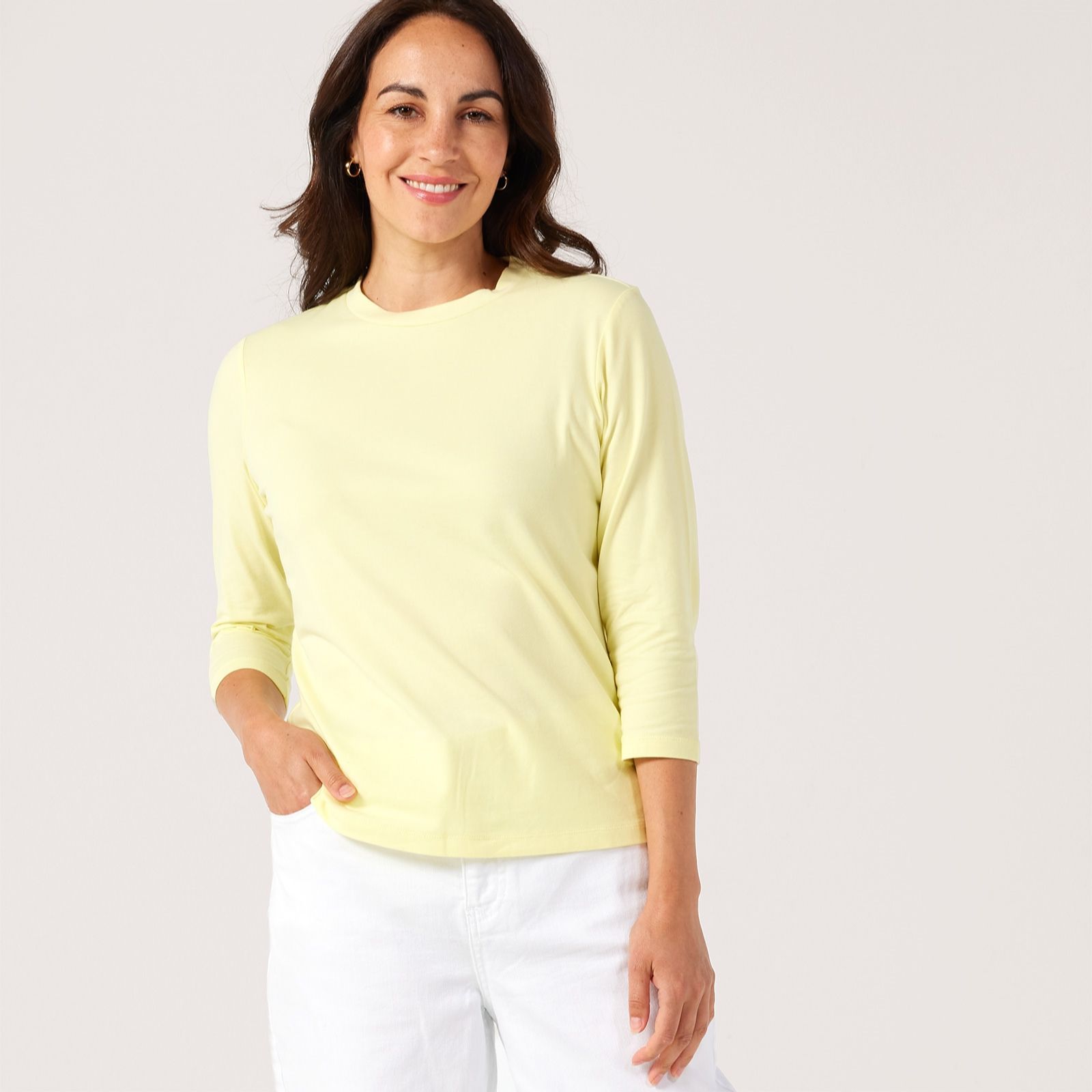 Denim & Co. Essentials Single Jersey 3/4 Sleeve Top